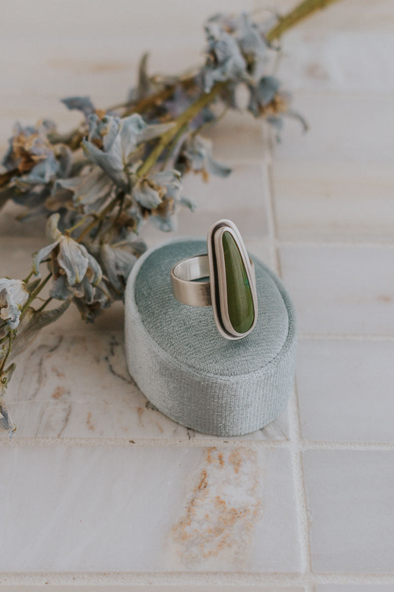 Long Turquoise Ring - Size 8.5