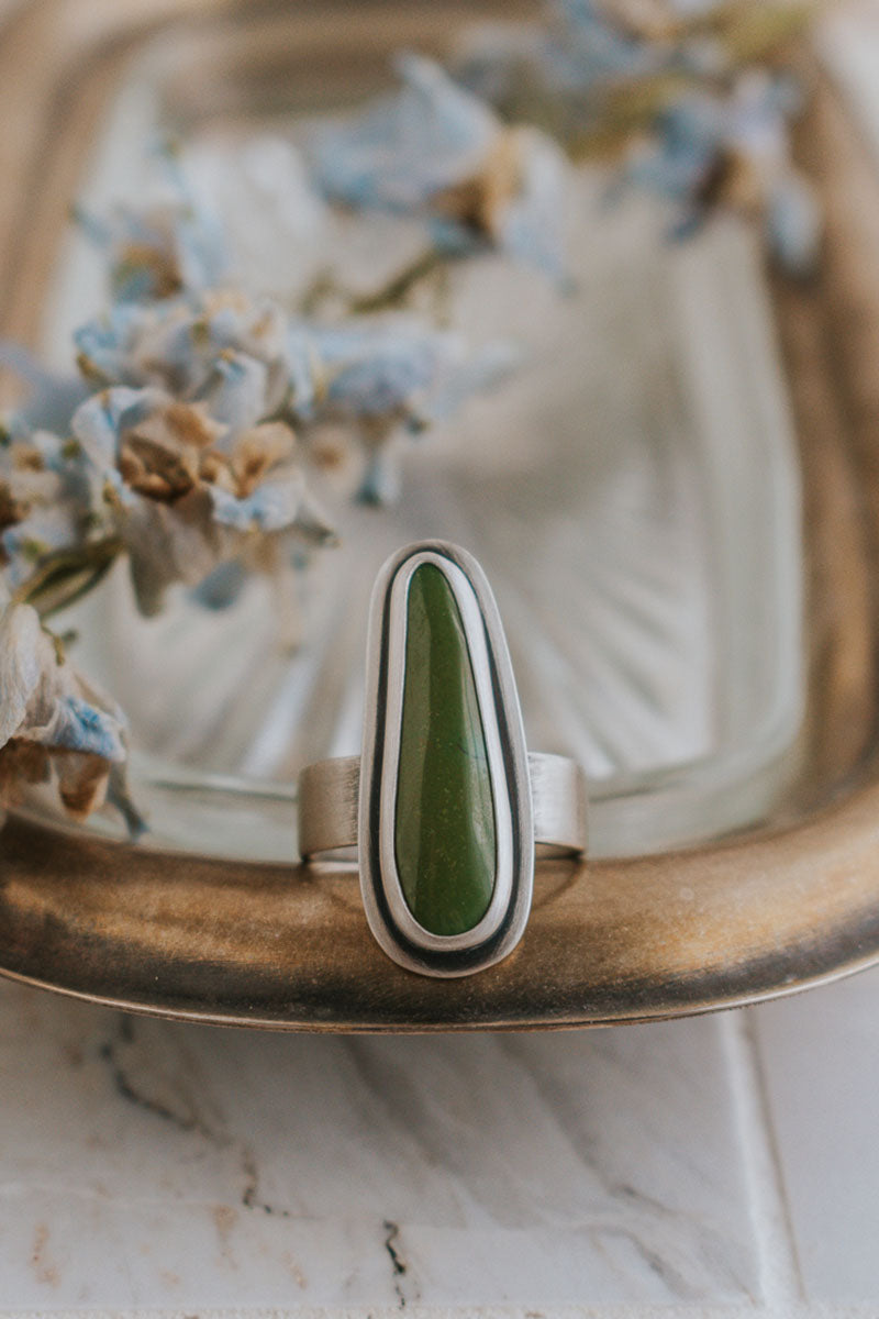Long Turquoise Ring - Size 8.5