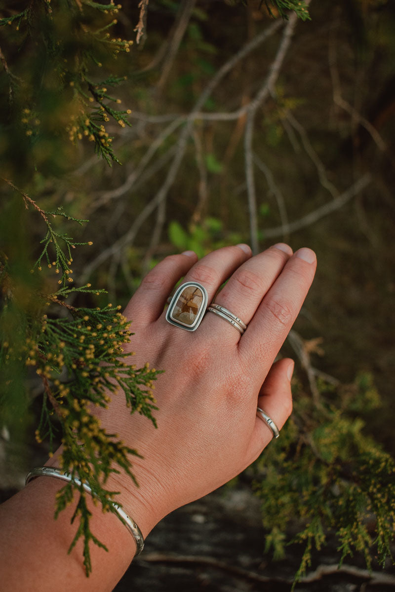 Arched Picture Jasper Ring - Size 7.5