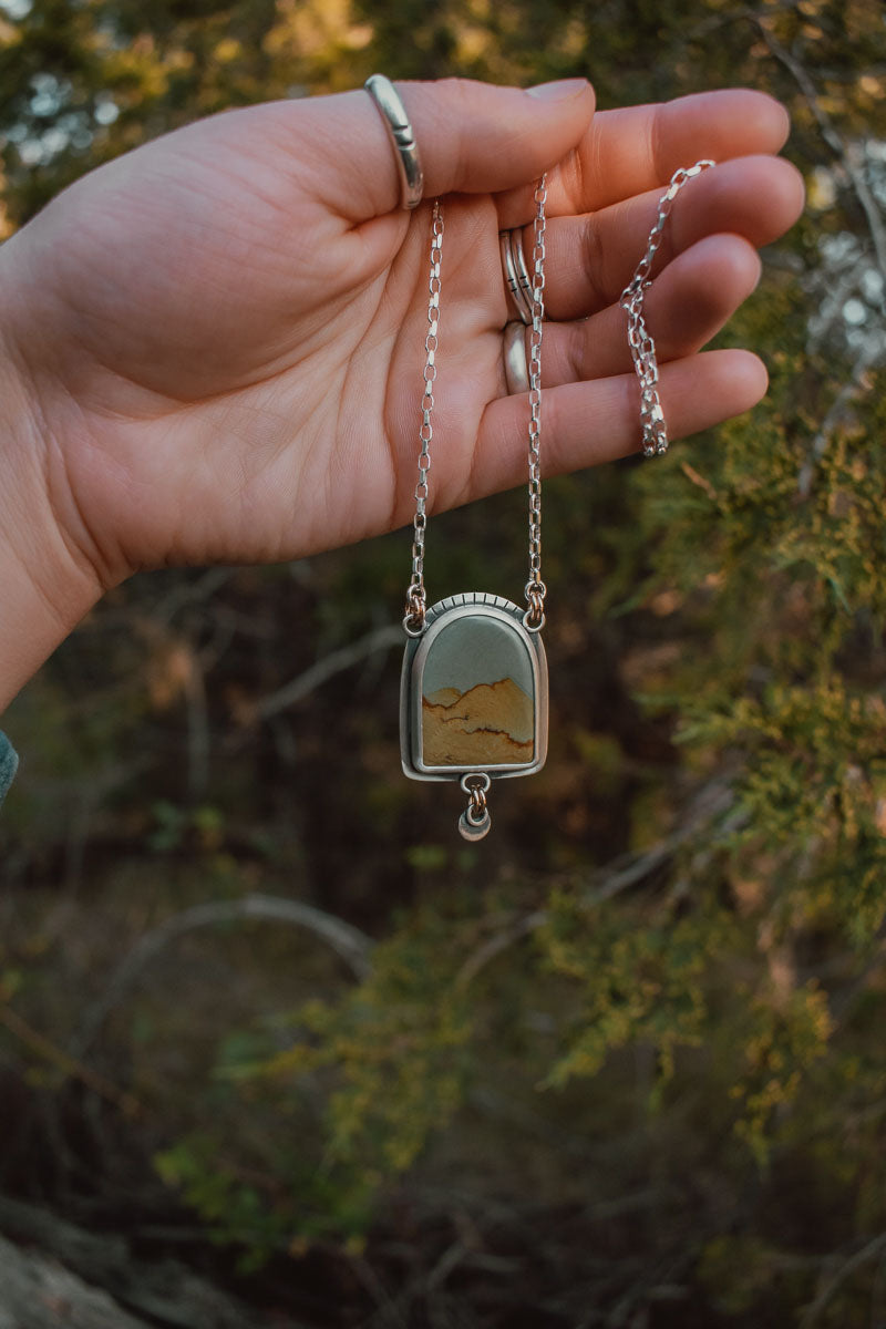 Picture Jasper + Silver Dot Statement Necklace