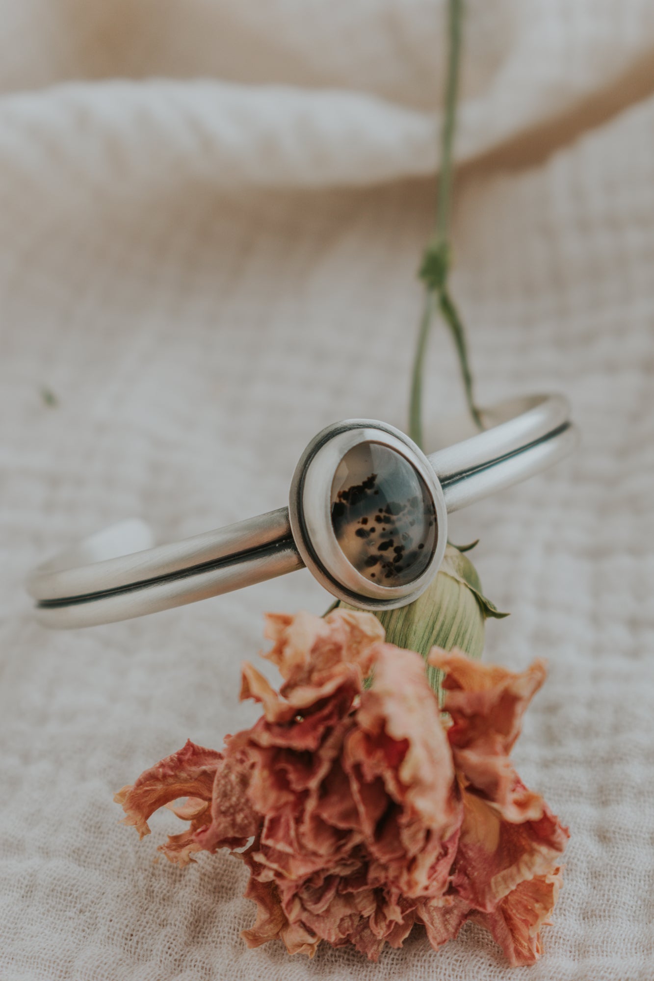 Oval Montana Agate Cuff Bracelet