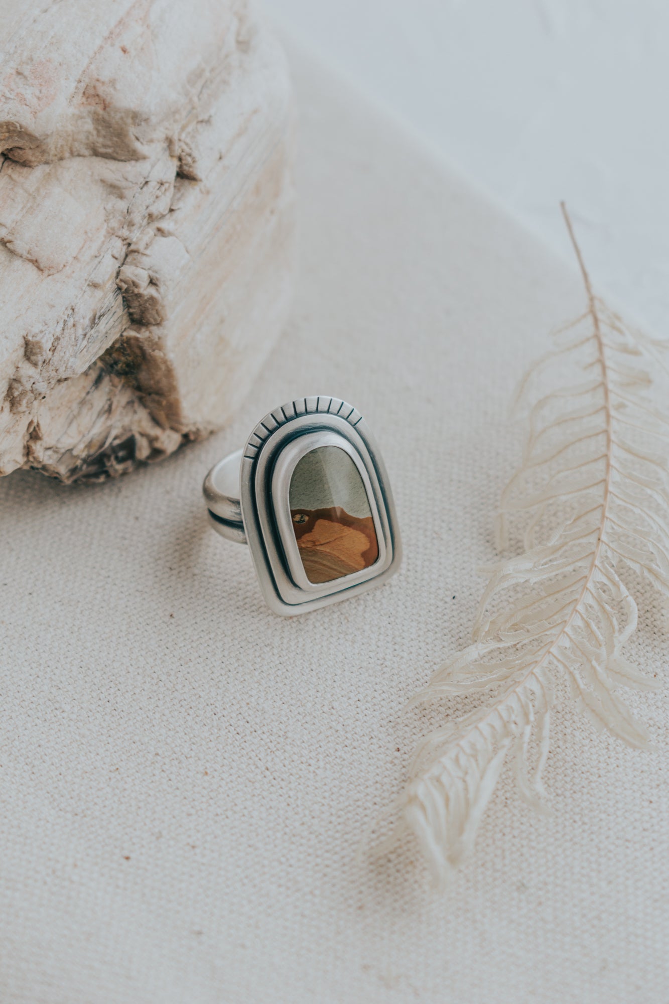 Picture Jasper Arch Statement Ring - Size 9
