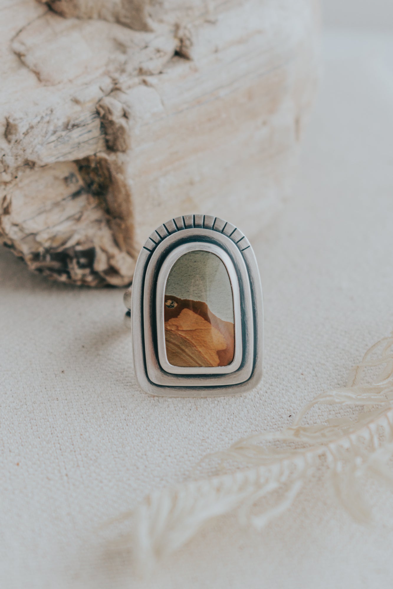 Picture Jasper Arch Statement Ring - Size 9