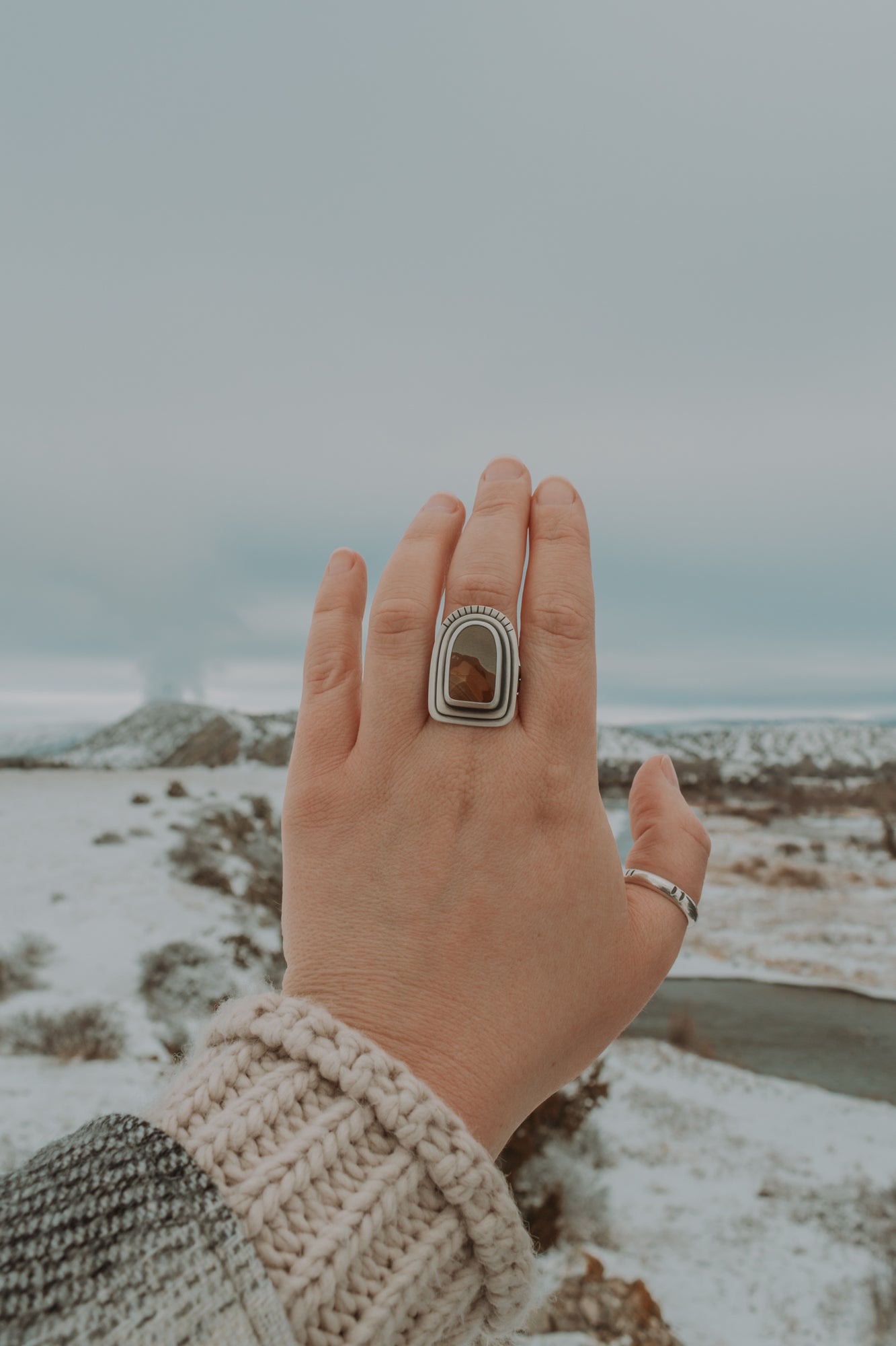 Picture Jasper Arch Statement Ring - Size 9