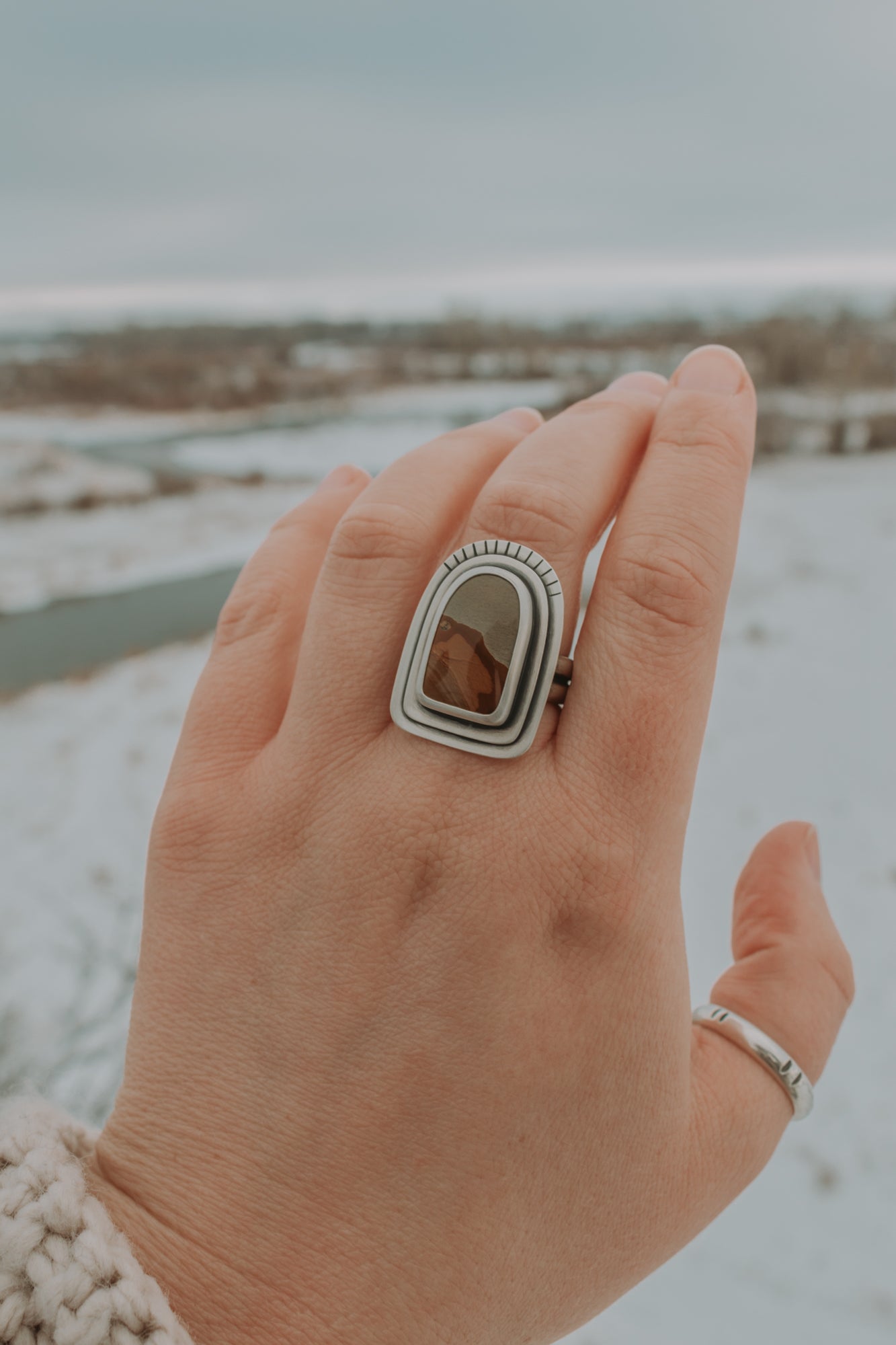 Picture Jasper Arch Statement Ring - Size 9