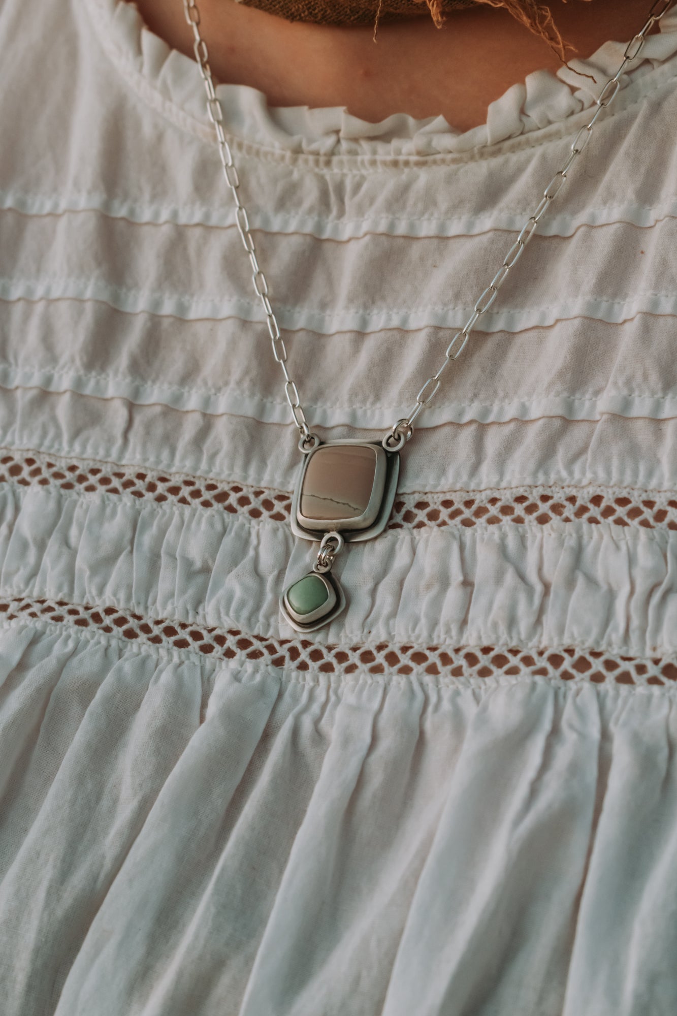 Pink Imperial Jasper + Variscite Necklace
