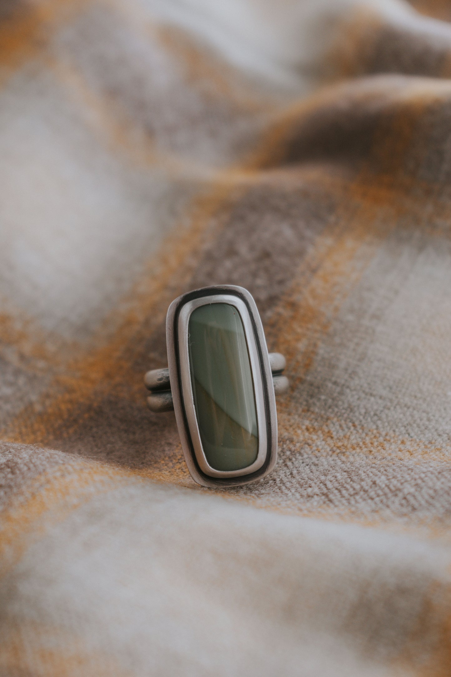 Green Imperial Jasper Statement Ring - Size 7.75