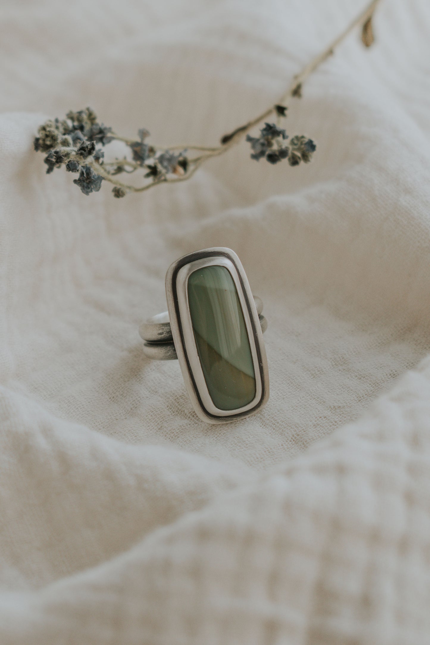 Green Imperial Jasper Statement Ring - Size 7.75