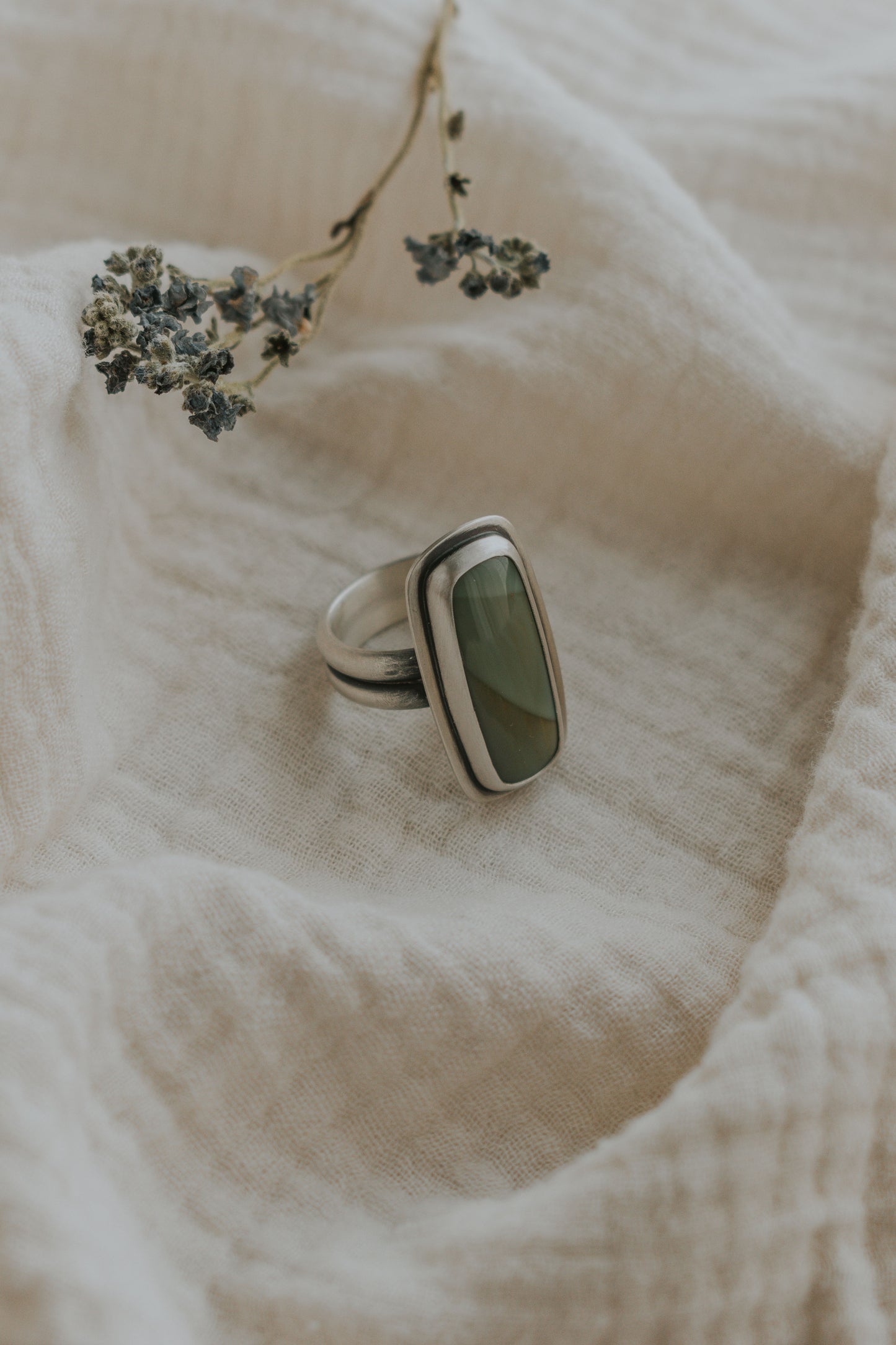 Green Imperial Jasper Statement Ring - Size 7.75