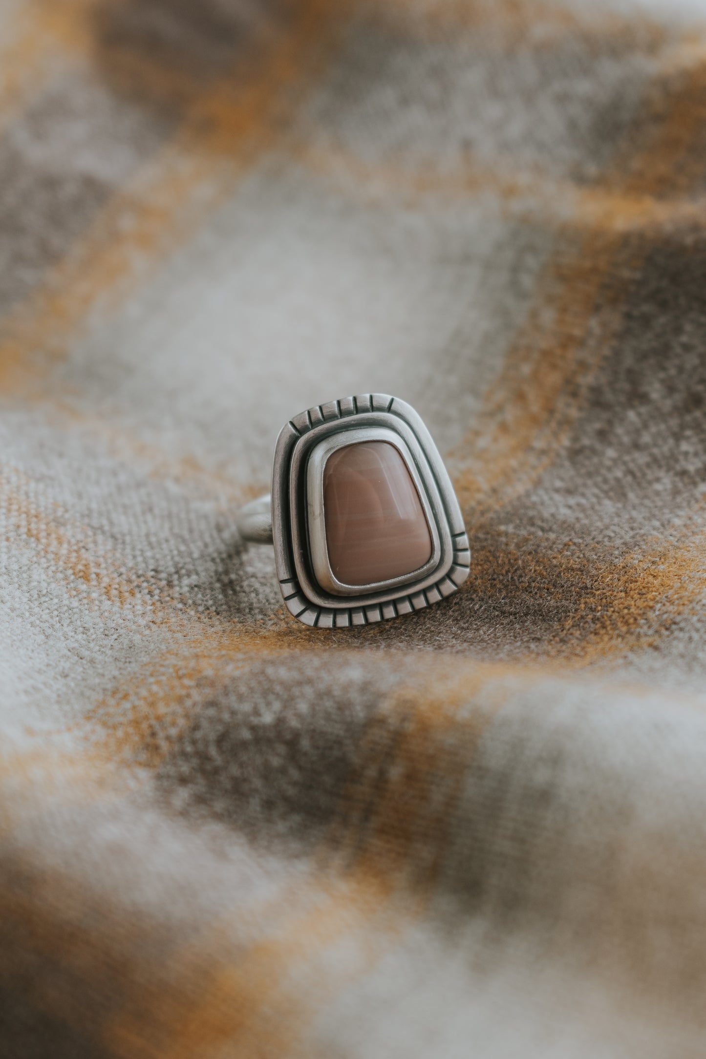 Light Pink Imperial Jasper Statement Ring - Size 7.75