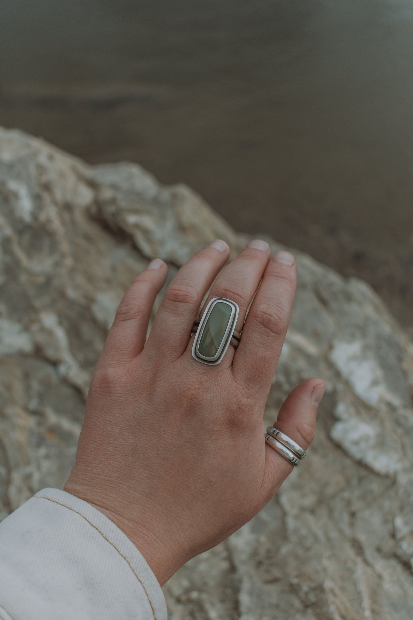 Green Imperial Jasper Statement Ring - Size 7.75