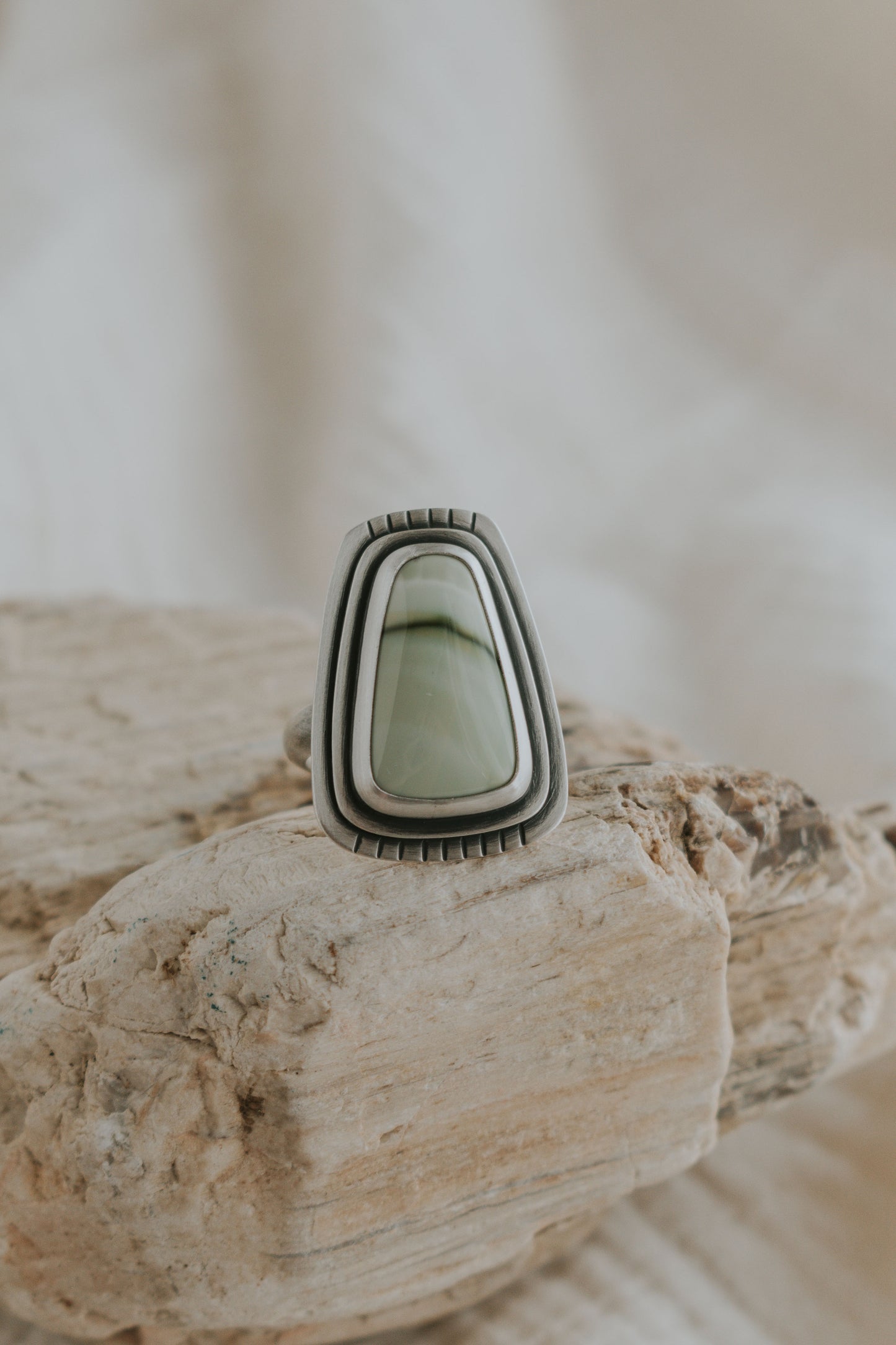 Light Green Imperial Jasper Statement Ring - Size 9.5