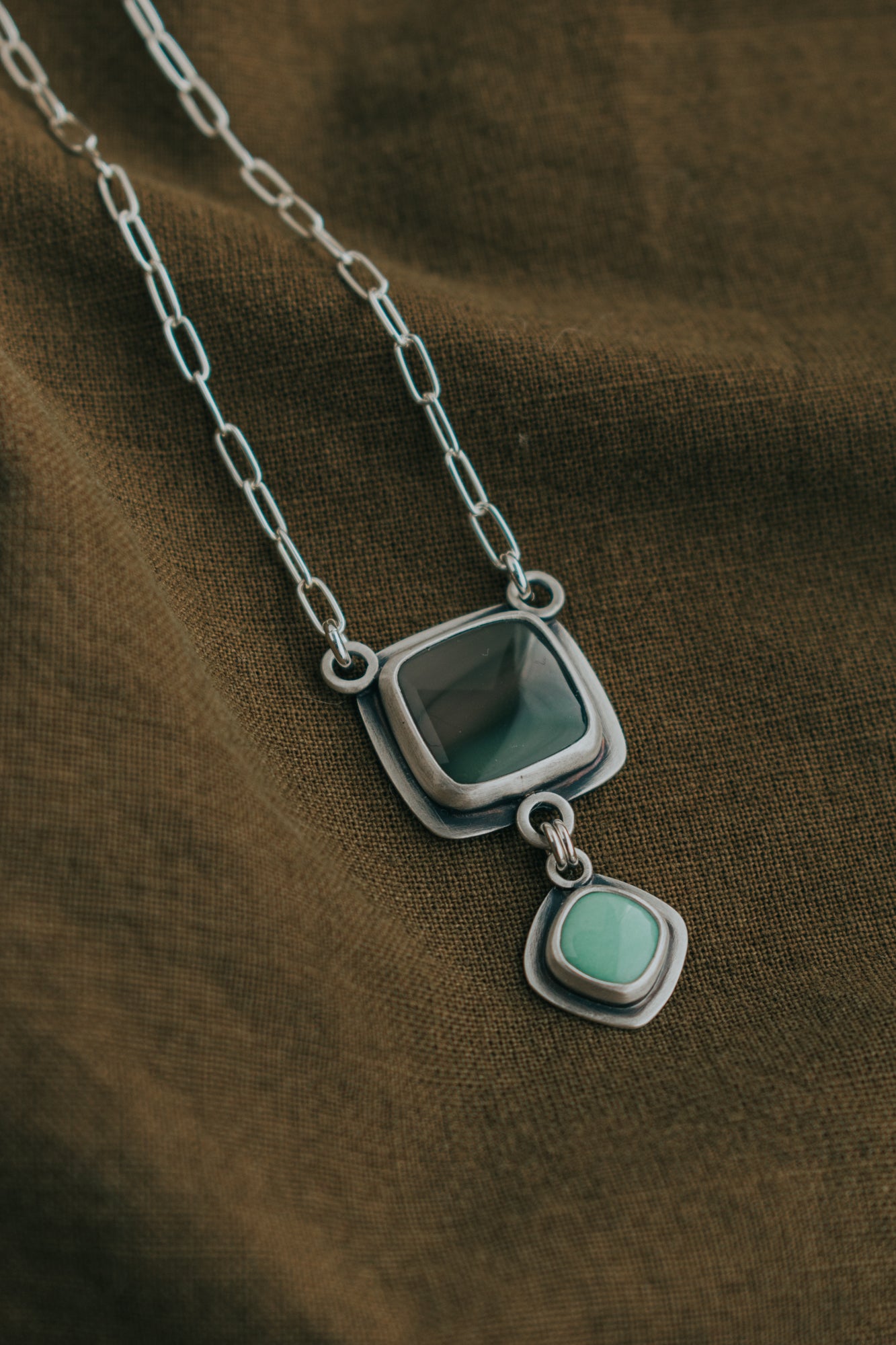 Moody Imperial Jasper + Variscite Necklace