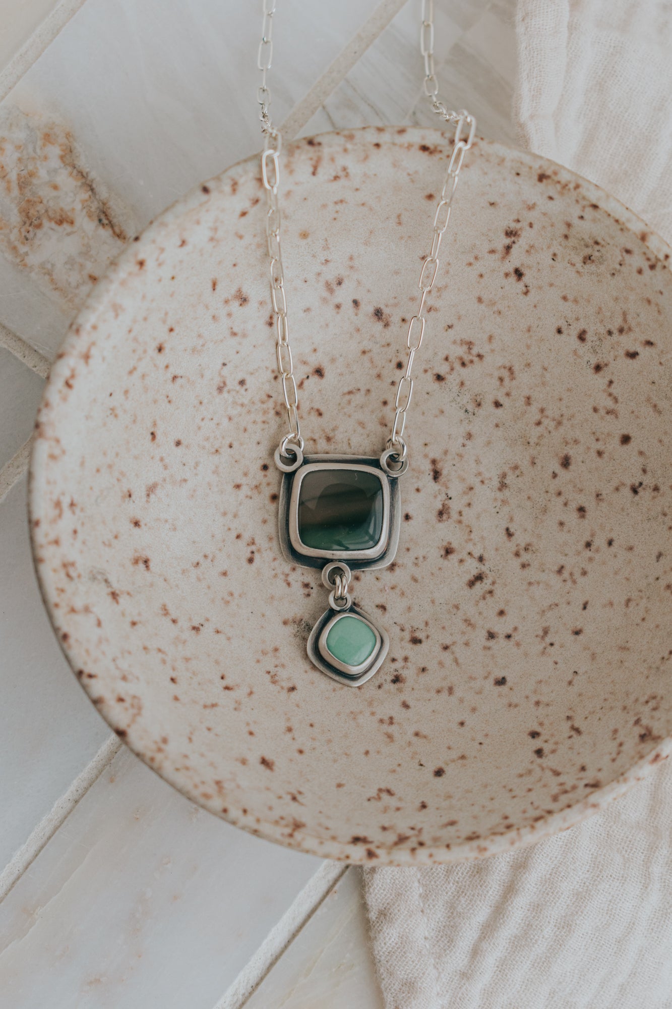 Moody Imperial Jasper + Variscite Necklace