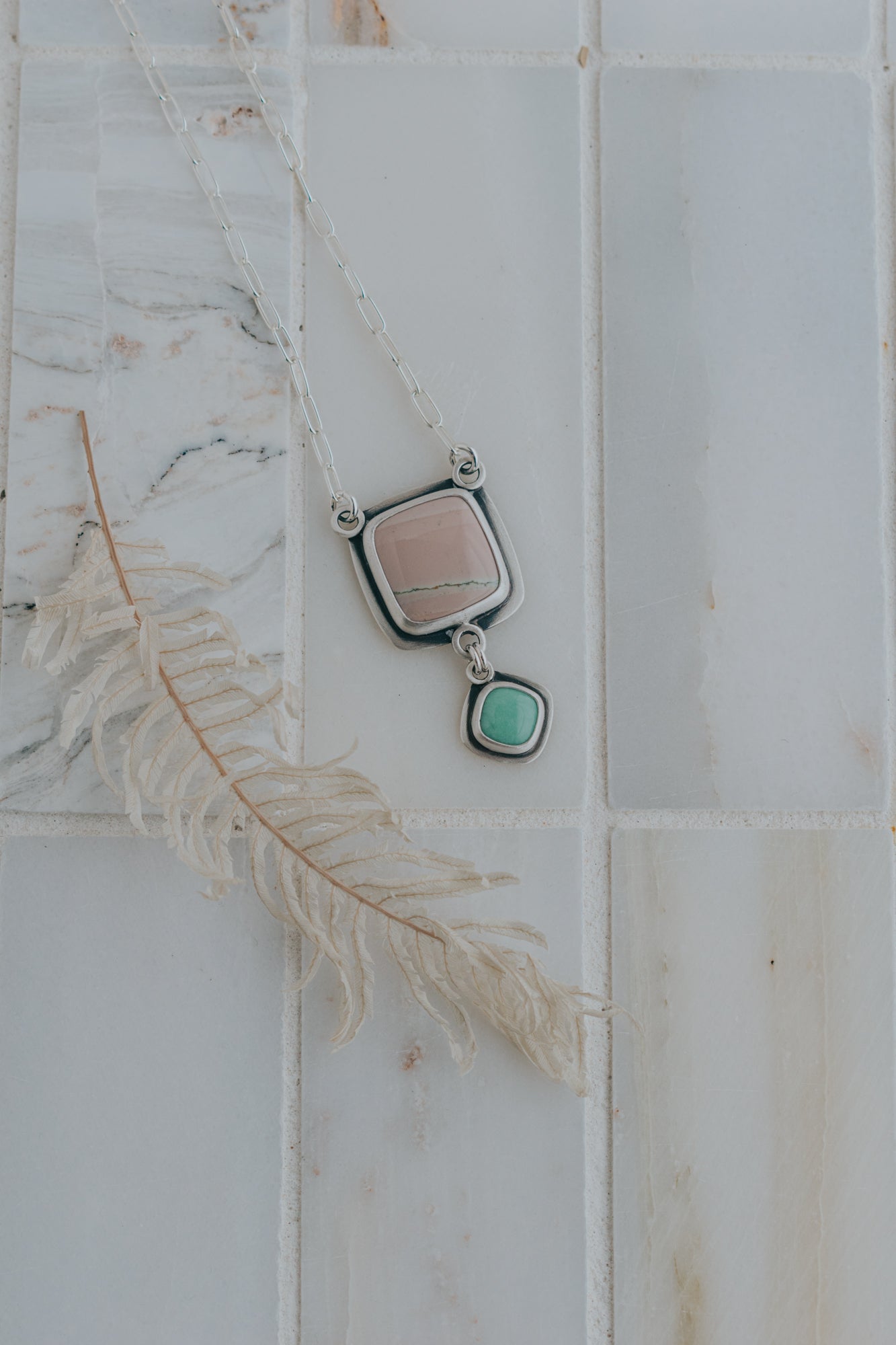 Pink Imperial Jasper + Variscite Necklace