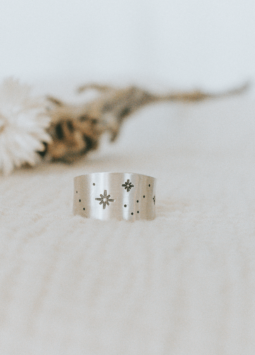 Constellation Ring - Semi Adjustable Band - Third Hand Silversmith handmade jewelry, Bozeman, Montana