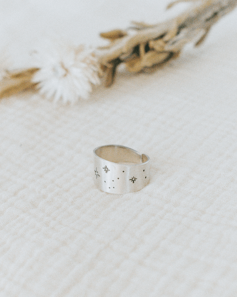 Constellation Ring - Semi Adjustable Band - Third Hand Silversmith handmade jewelry, Bozeman, Montana