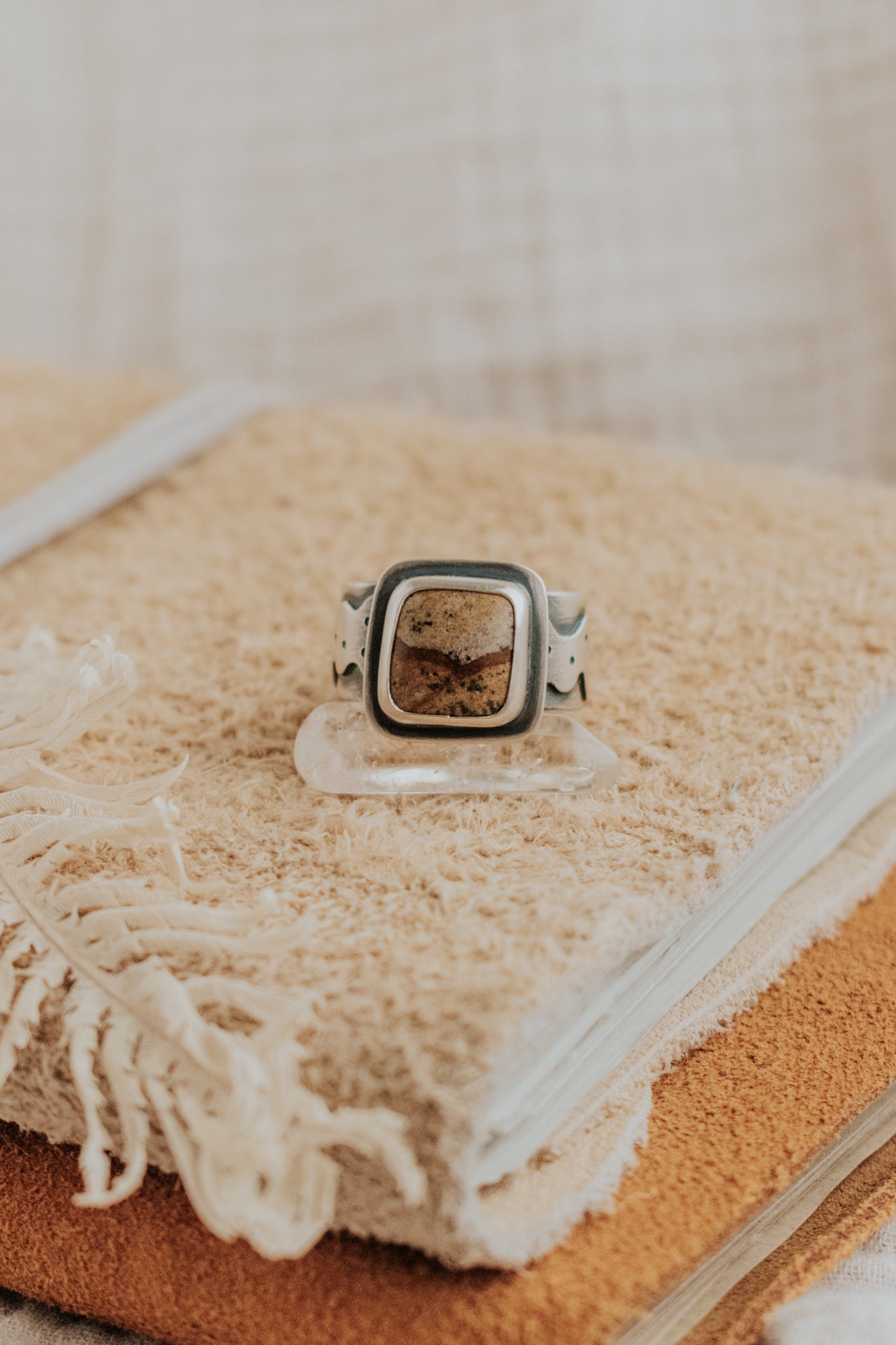 Cosmic Goddess Picture Jasper Ring - Size 7 - Third Hand Silversmith LLC handmade jewelry, Bozeman, Montana