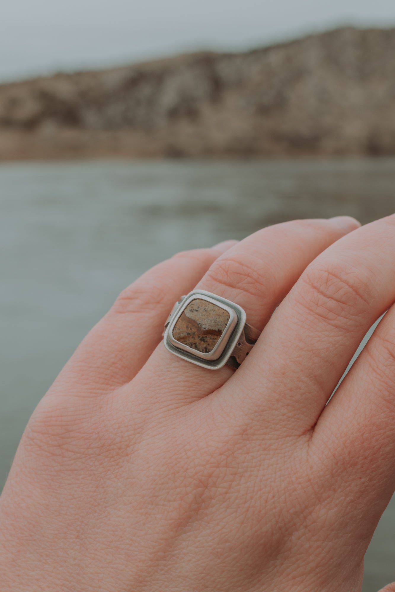 Cosmic Goddess Picture Jasper Ring - Size 7 - Third Hand Silversmith LLC handmade jewelry, Bozeman, Montana