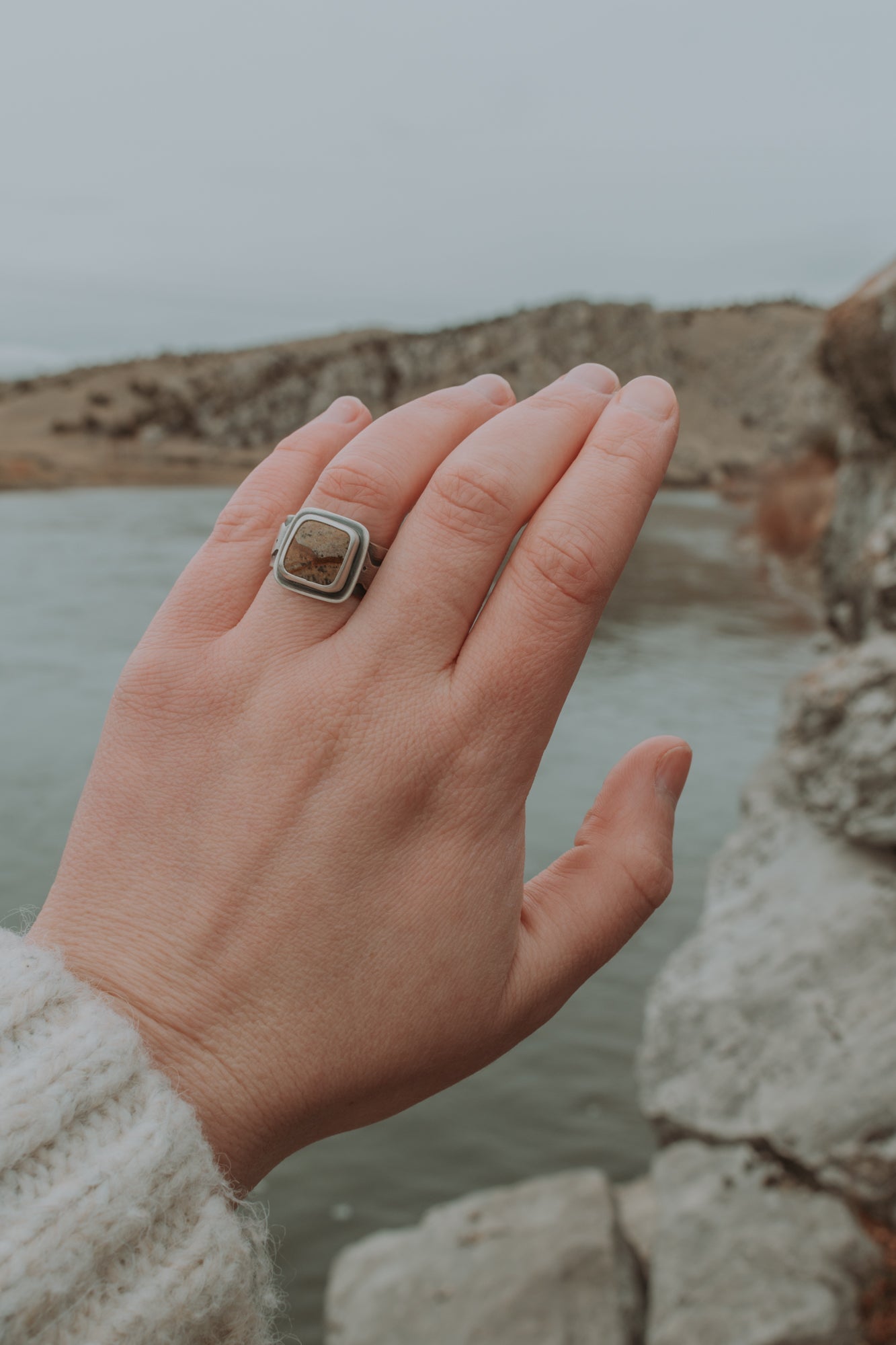 Cosmic Goddess Picture Jasper Ring - Size 7 - Third Hand Silversmith LLC handmade jewelry, Bozeman, Montana