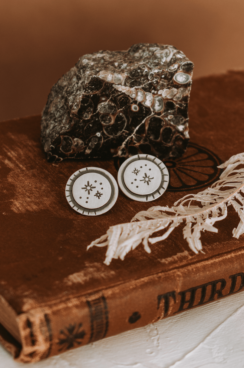 Cosmic Stud Earrings - MADE TO ORDER - Third Hand Silversmith handmade jewelry, Bozeman, Montana