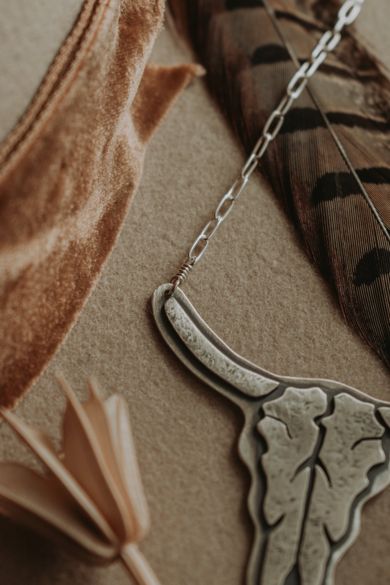 Cow Skull Necklace - Third Hand Silversmith LLC handmade jewelry, Bozeman, Montana