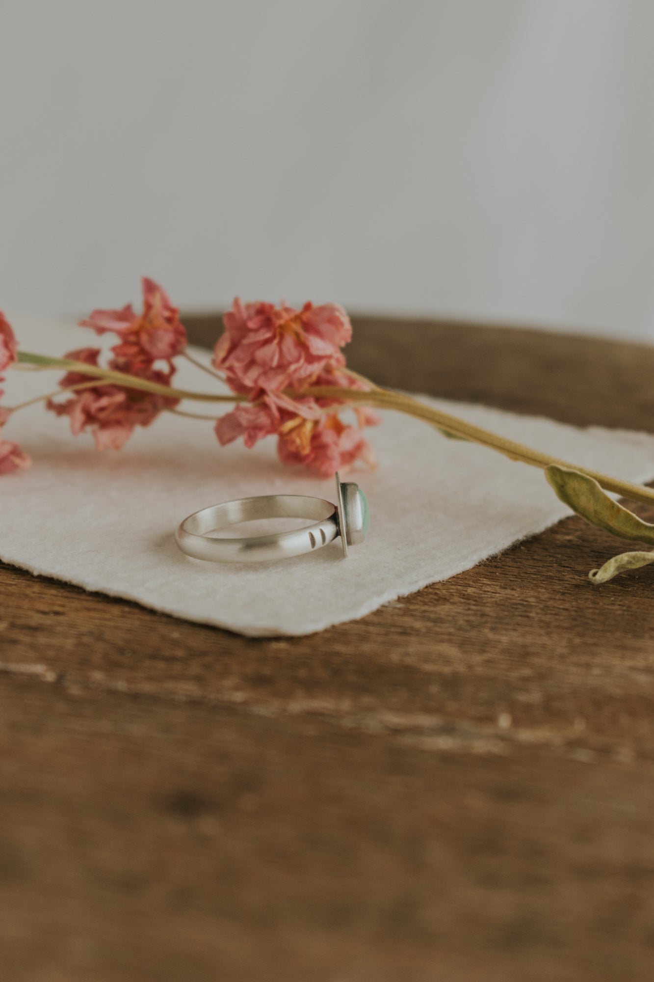 Dainty Triangle Variscite Ring - Size 10 - Third Hand Silversmith LLC handmade jewelry, Bozeman, Montana