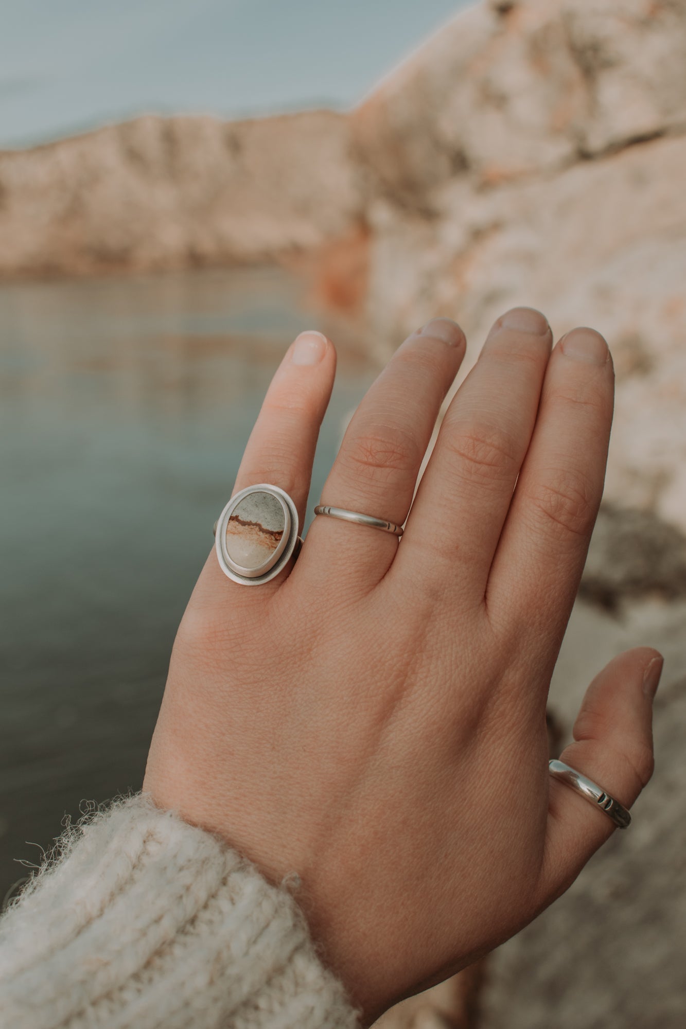Desert Picture Jasper Ring - Size 6 - Third Hand Silversmith LLC handmade jewelry, Bozeman, Montana