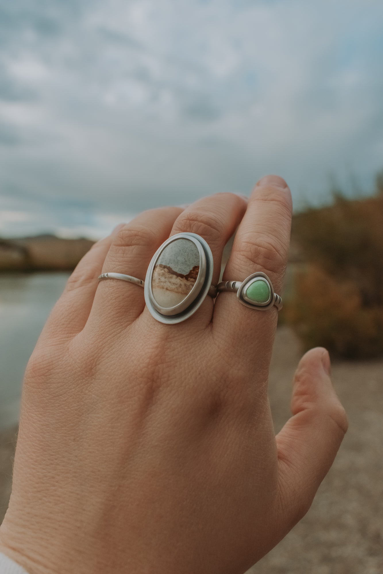Desert Woman Statement Ring A - Size 7.5 - Third Hand Silversmith LLC handmade jewelry, Bozeman, Montana