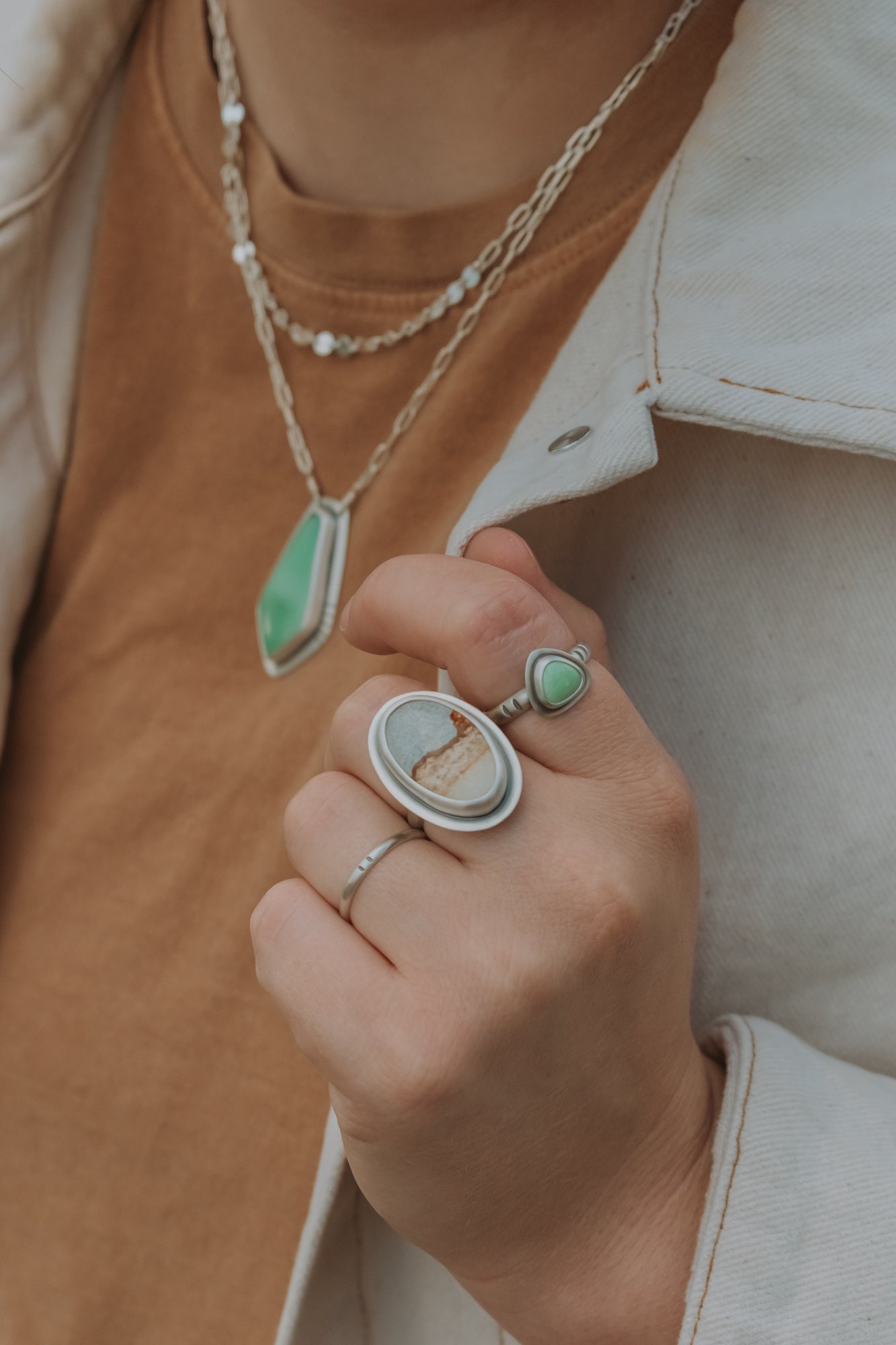 Desert Woman Statement Ring A - Size 7.5 - Third Hand Silversmith LLC handmade jewelry, Bozeman, Montana