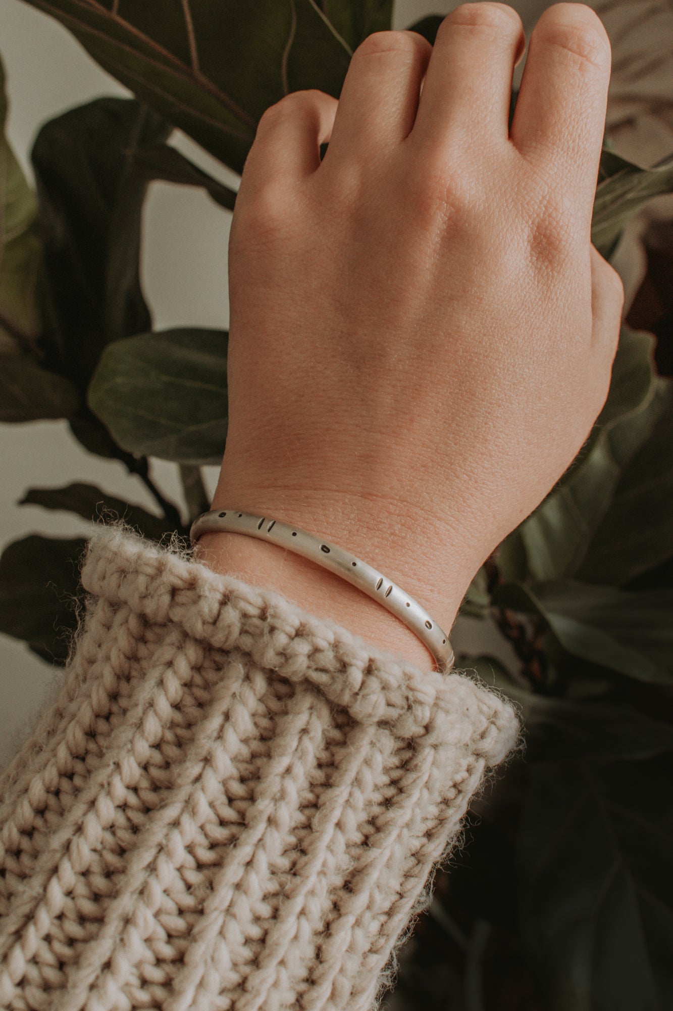 Extra Thick Silver Geo Stamped Cuff Bracelet - Third Hand Silversmith LLC handmade jewelry, Bozeman, Montana