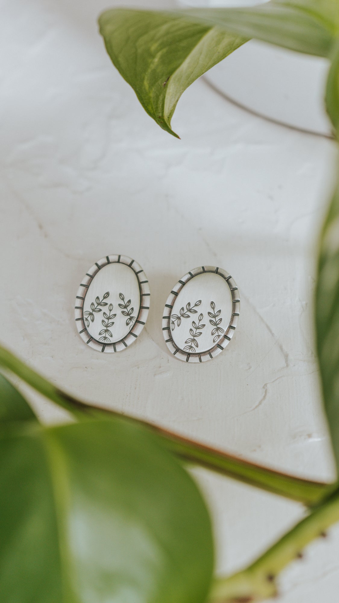Fern Forest Stud Earrings - Third Hand Silversmith handmade jewelry, Bozeman, Montana