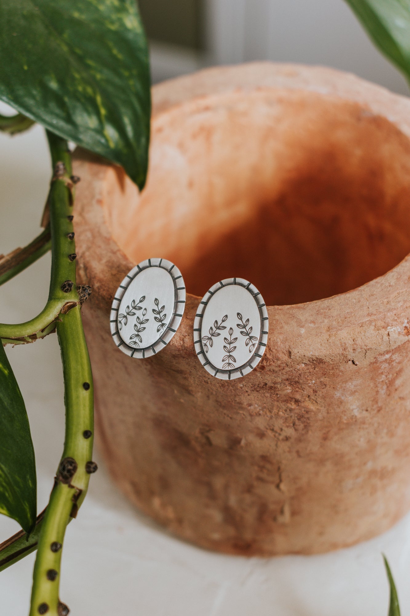 Fern Forest Stud Earrings - Third Hand Silversmith handmade jewelry, Bozeman, Montana