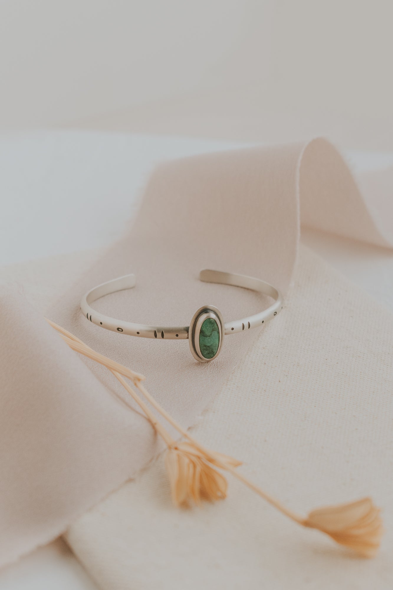 Geo Stamped Turquoise Cuff Bracelet - Third Hand Silversmith LLC handmade jewelry, Bozeman, Montana