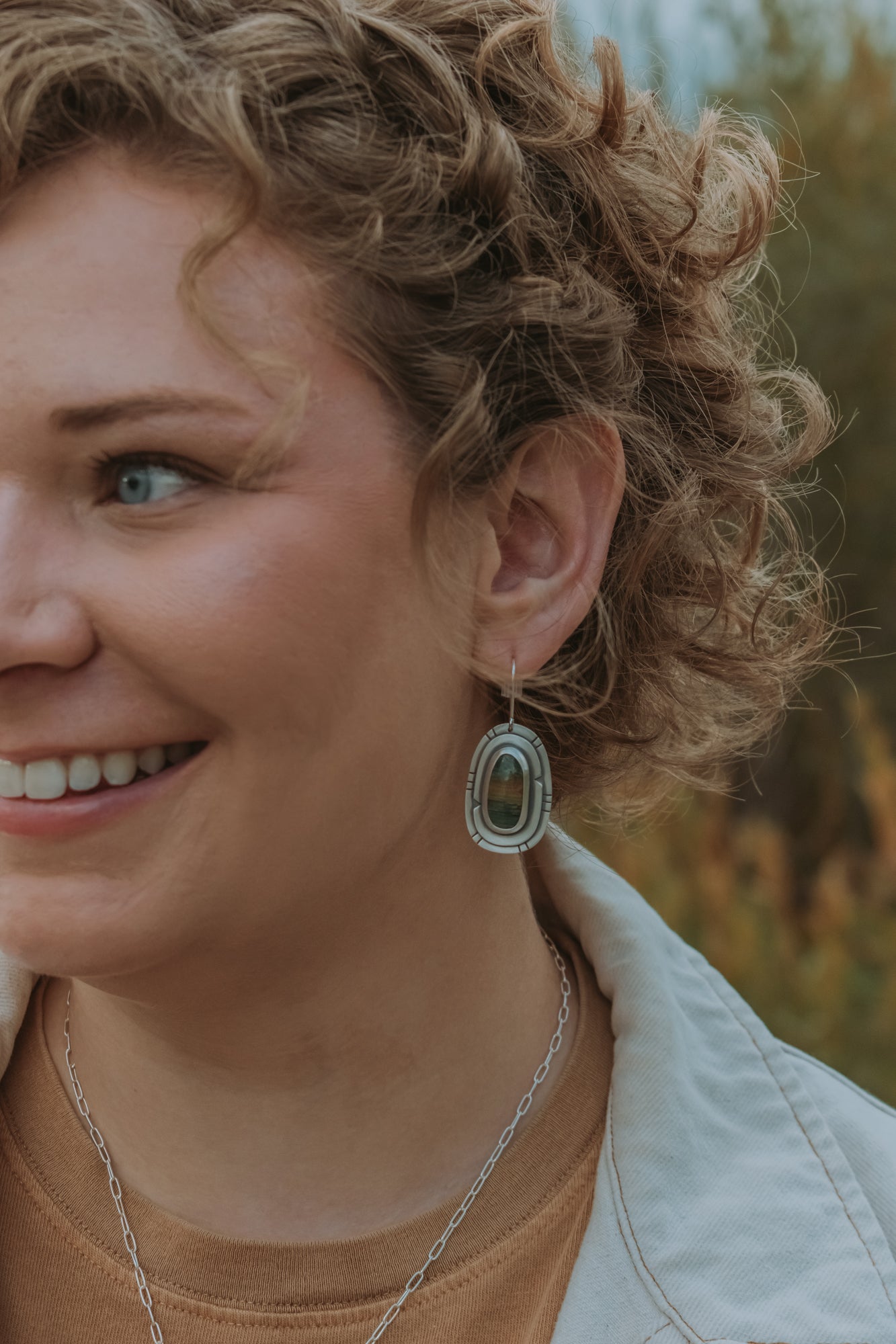 Green Mountain Jasper Statement Earrings - Third Hand Silversmith LLC handmade jewelry, Bozeman, Montana