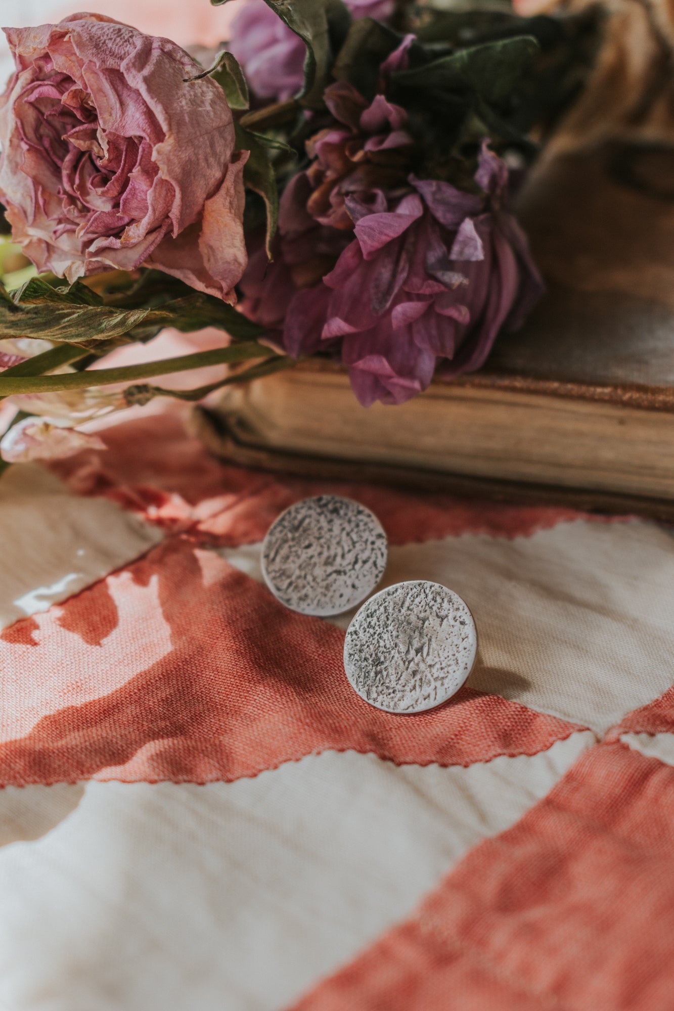 Medium Full Moon Stud Earrings - Third Hand Silversmith handmade jewelry, Bozeman, Montana