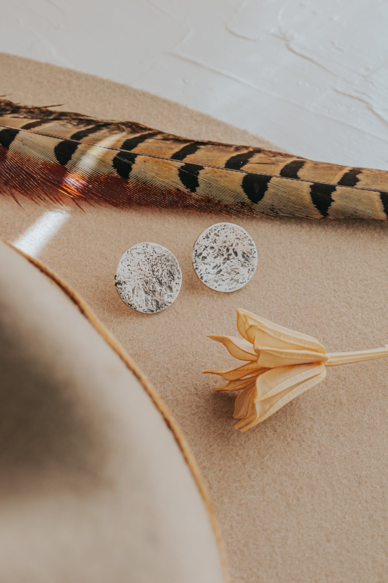 Medium Full Moon Stud Earrings - Third Hand Silversmith LLC handmade jewelry, Bozeman, Montana