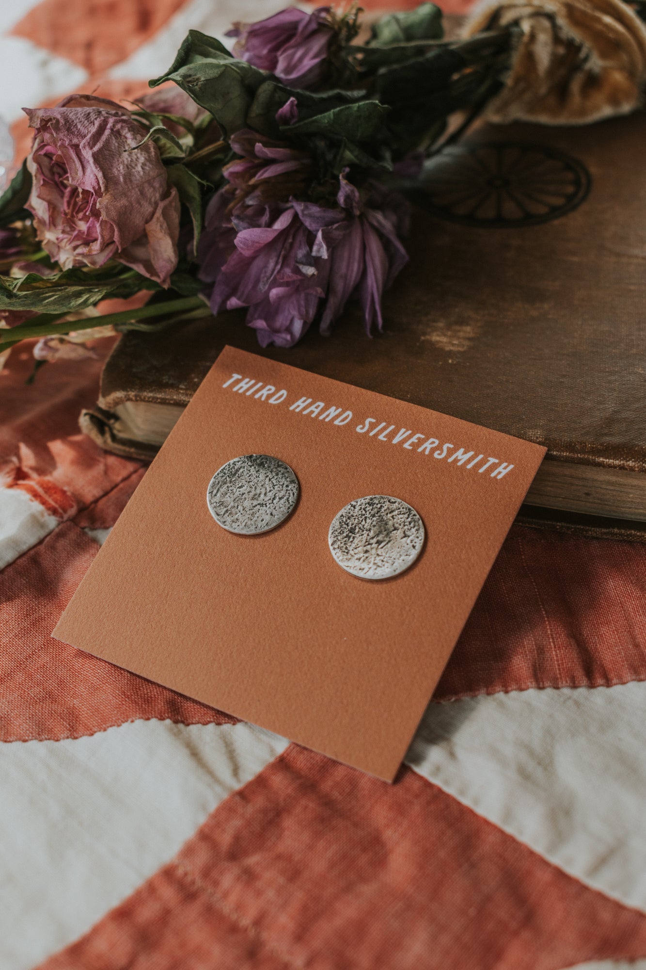 Medium Full Moon Stud Earrings - Third Hand Silversmith handmade jewelry, Bozeman, Montana