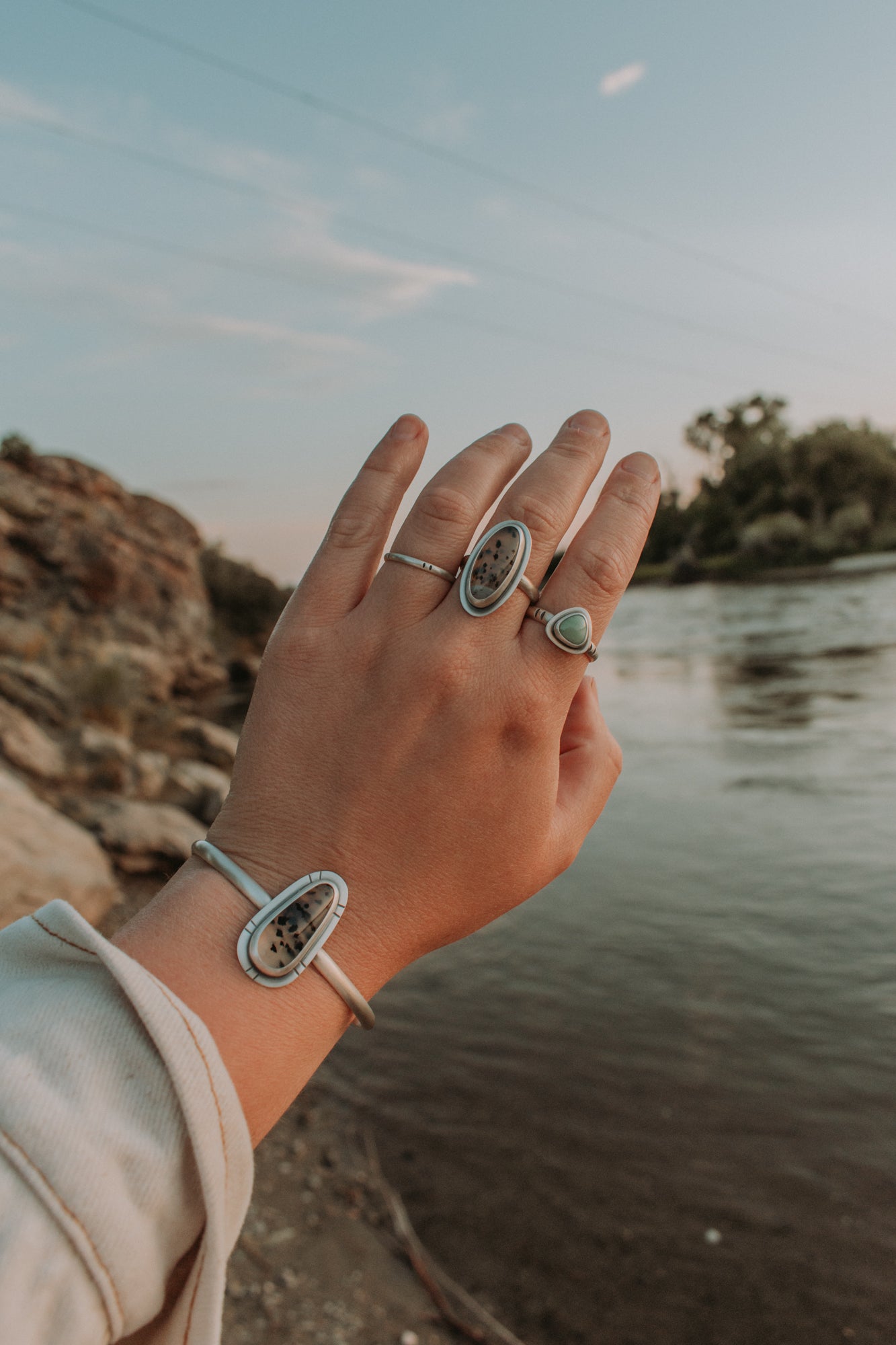 Montana Agate Cuff Bracelet - Third Hand Silversmith LLC handmade jewelry, Bozeman, Montana