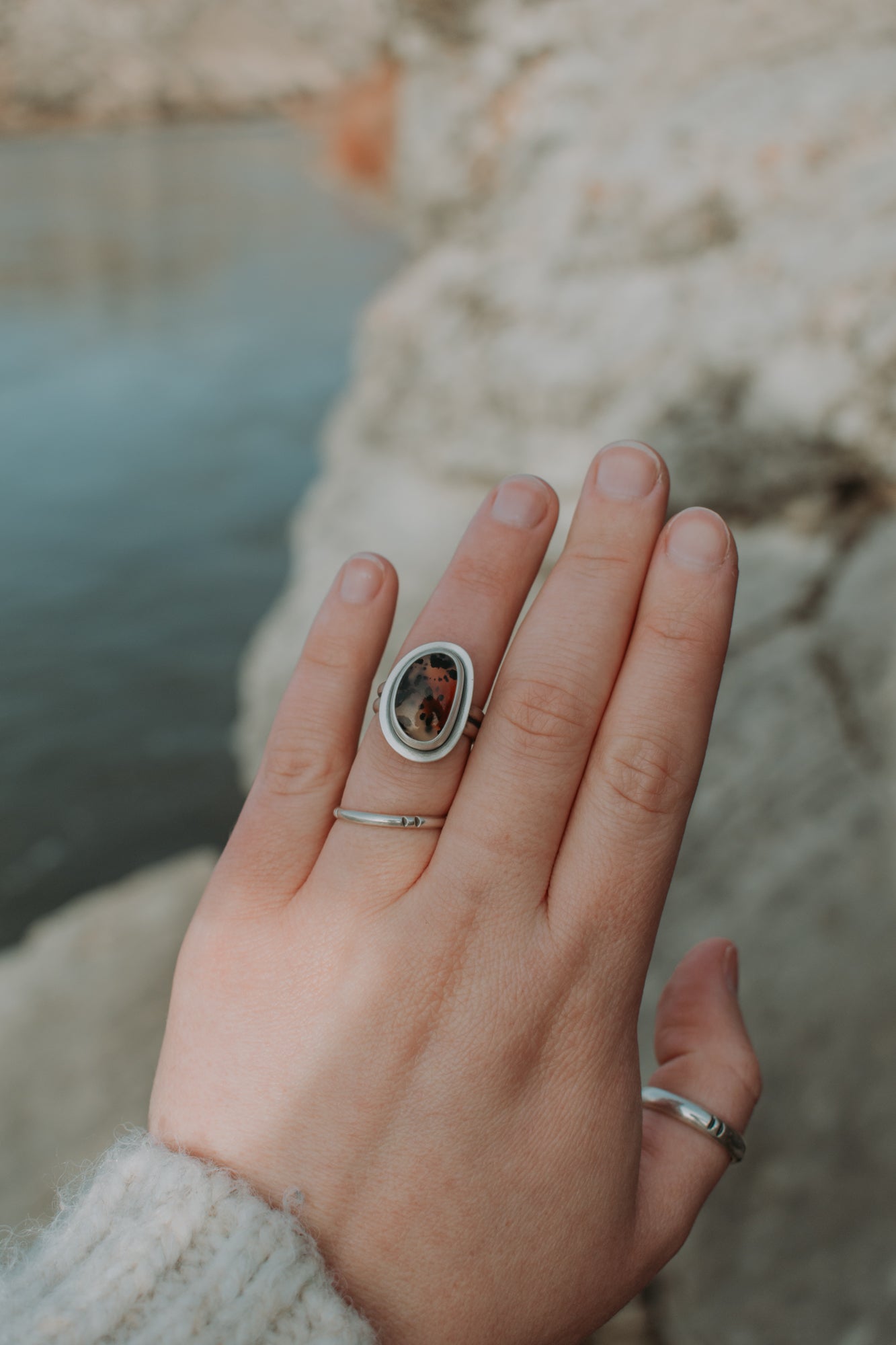 Montana Agate Ring - Size 5.5 - Third Hand Silversmith LLC handmade jewelry, Bozeman, Montana
