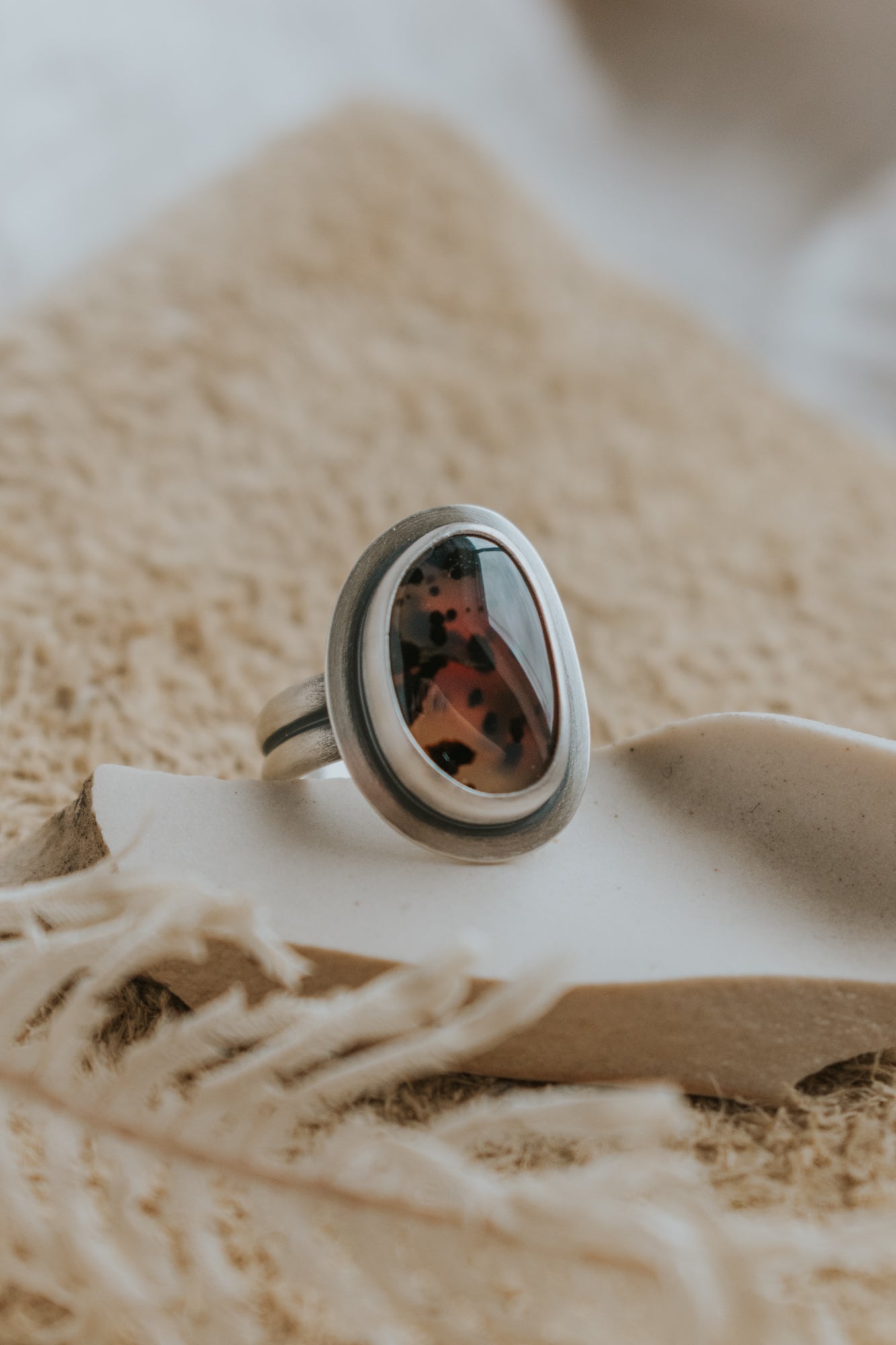 Montana Agate Ring - Size 5.5 - Third Hand Silversmith LLC handmade jewelry, Bozeman, Montana