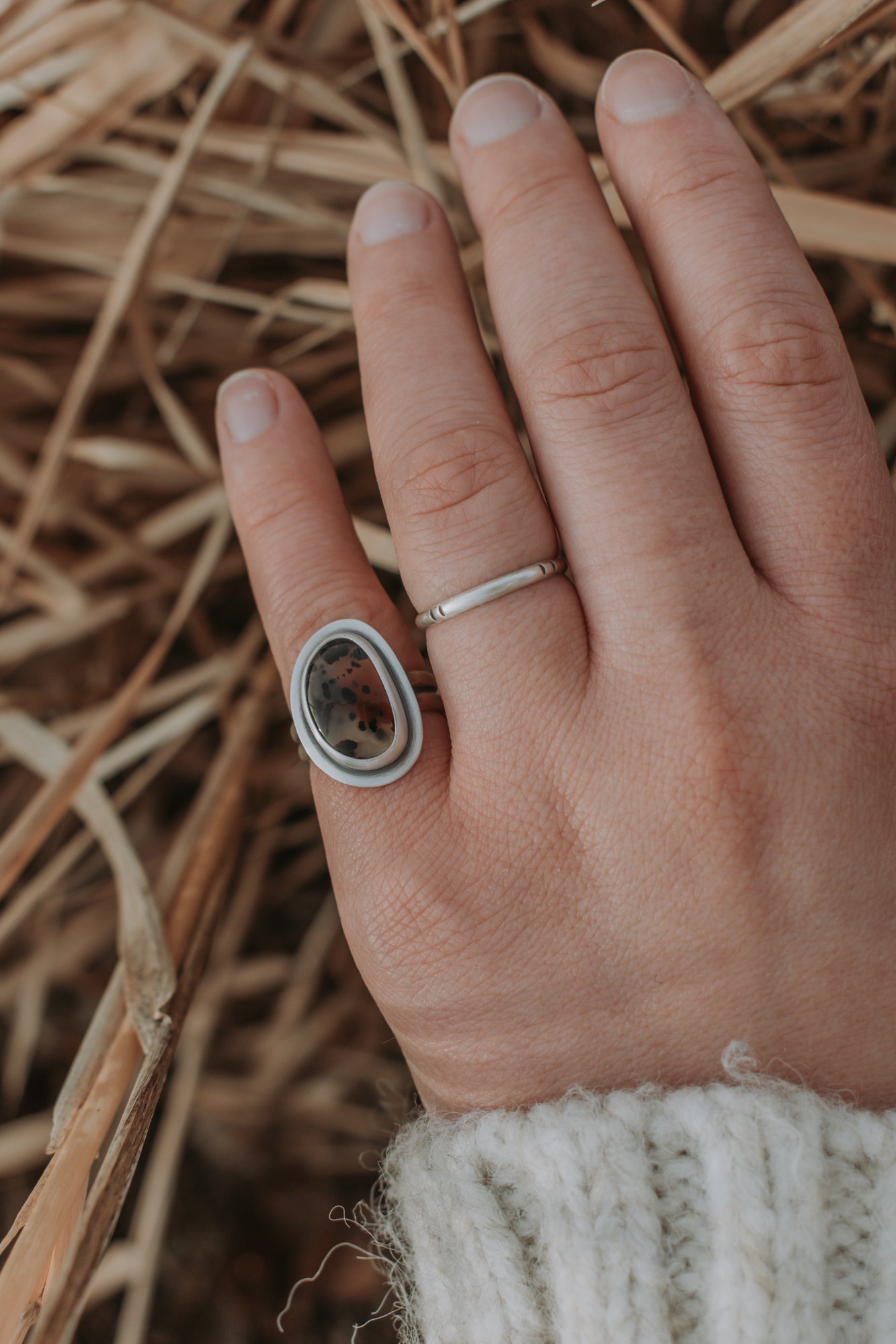Montana Agate Ring - Size 5.5 - Third Hand Silversmith LLC handmade jewelry, Bozeman, Montana