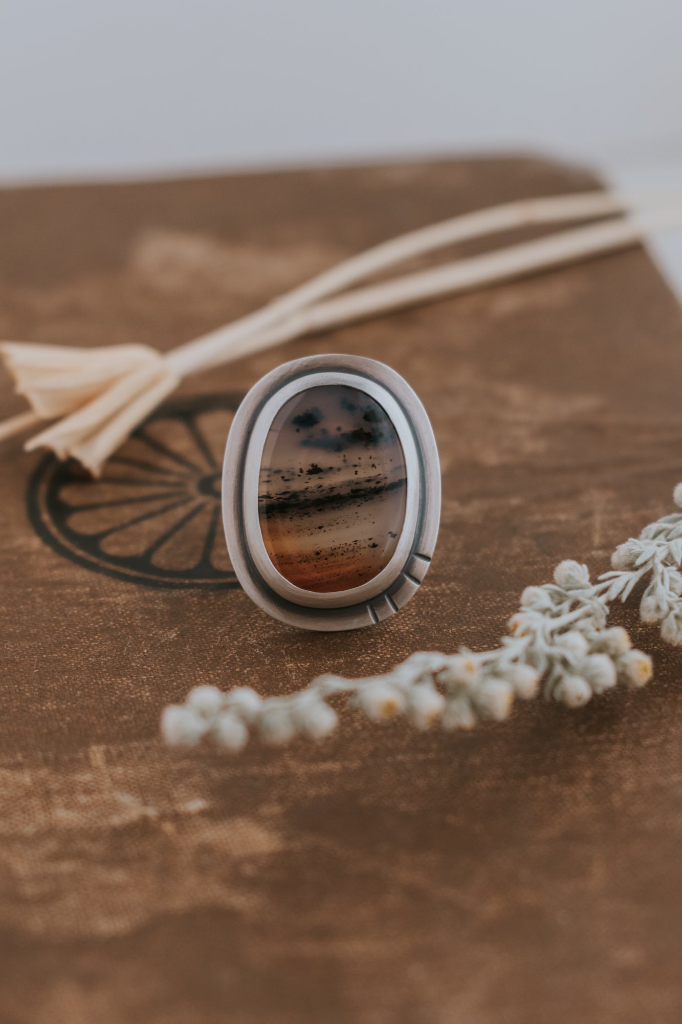 Montana Agate Statement Ring - Size 6.75 - Third Hand Silversmith LLC handmade jewelry, Bozeman, Montana