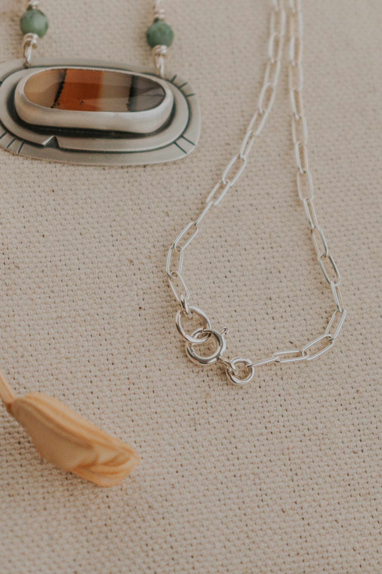 Montana Agate + Turquoise Necklace - Third Hand Silversmith LLC handmade jewelry, Bozeman, Montana