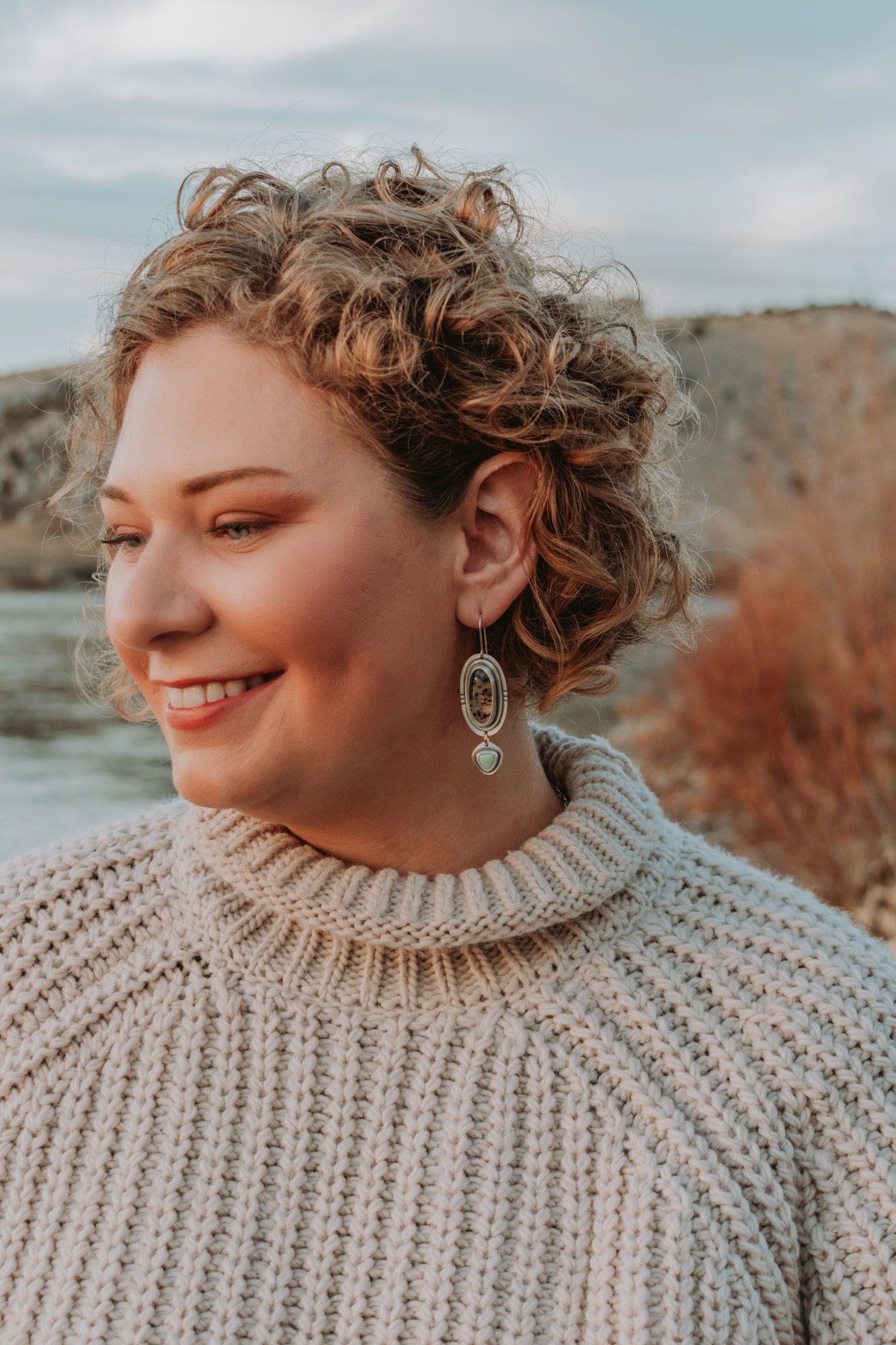 Montana Agate + Variscite Statement Earrings - Third Hand Silversmith LLC handmade jewelry, Bozeman, Montana