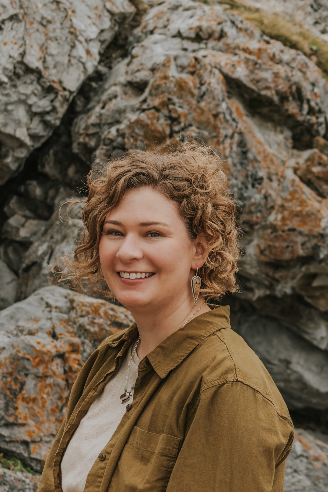 Picture Jasper + Silver Dot Statement Earrings with Gold-Fill Accents - Third Hand Silversmith LLC handmade jewelry, Bozeman, Montana