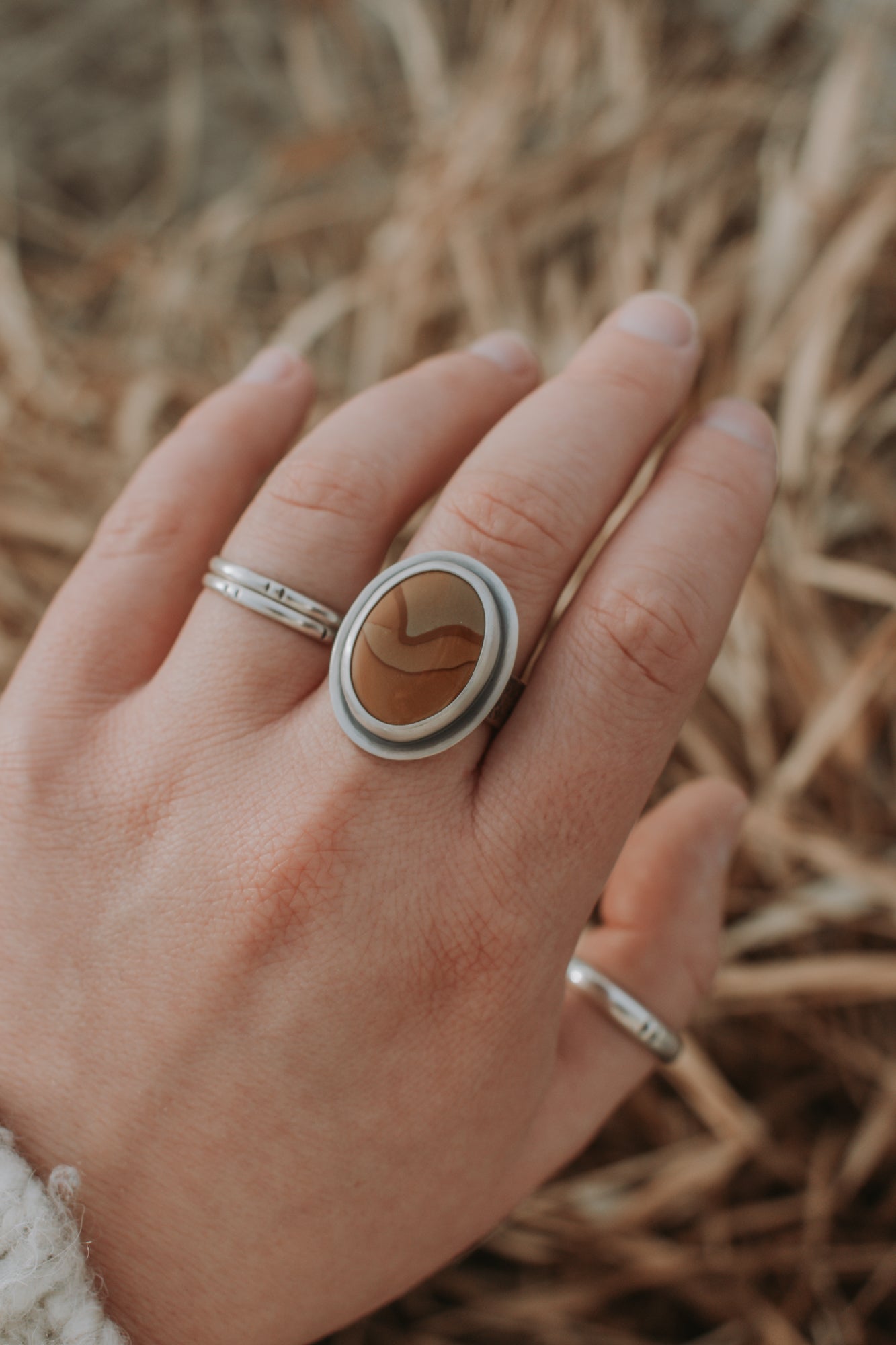 Picture Jasper Waves Statement Ring- Size 10 - Third Hand Silversmith LLC handmade jewelry, Bozeman, Montana