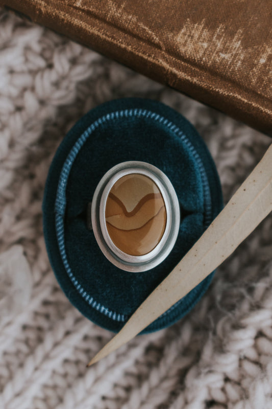 Picture Jasper Waves Statement Ring- Size 10 - Third Hand Silversmith LLC handmade jewelry, Bozeman, Montana