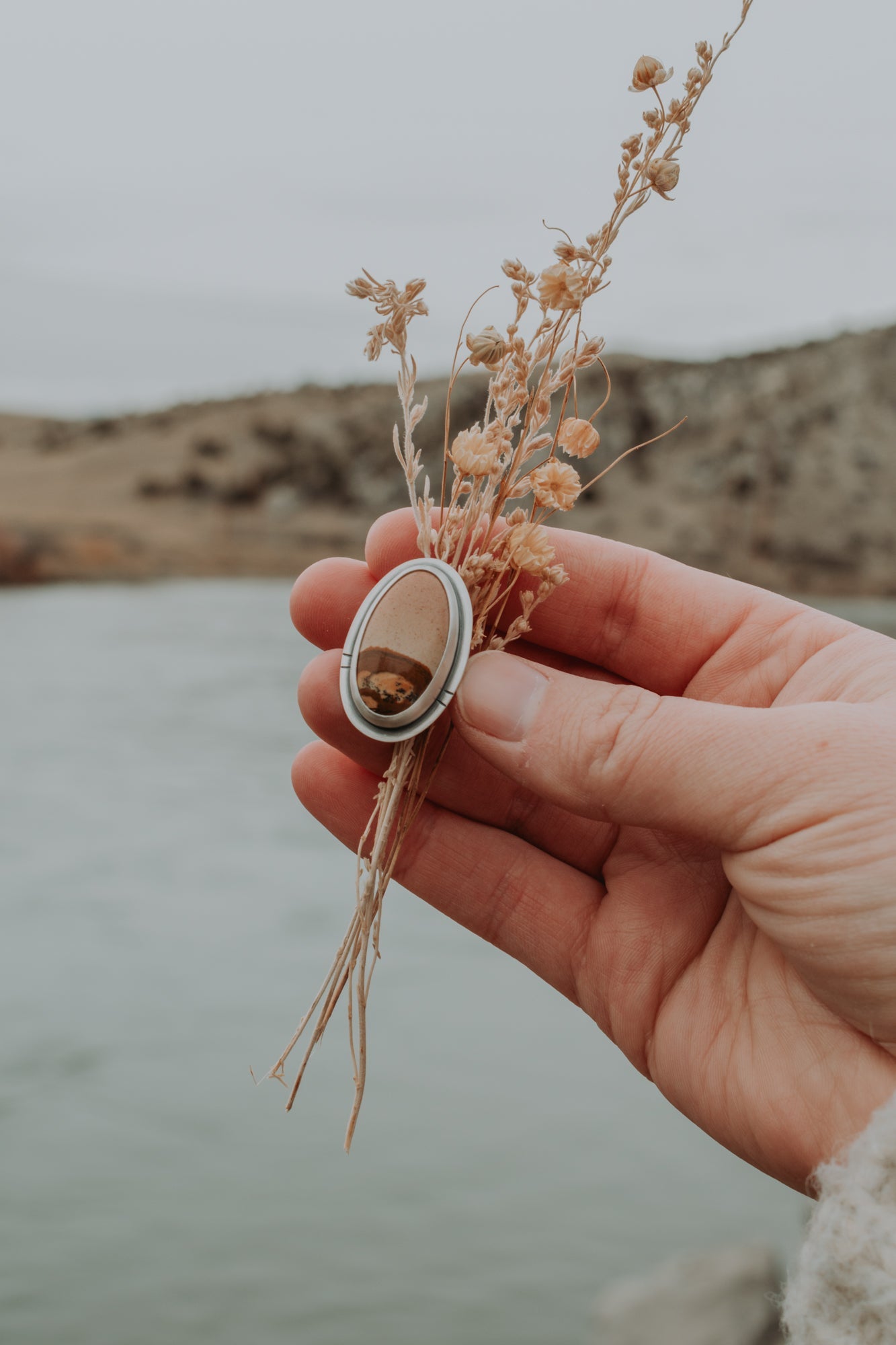 Pinkish Picture Jasper Statement Ring- Size 9 - Third Hand Silversmith LLC handmade jewelry, Bozeman, Montana