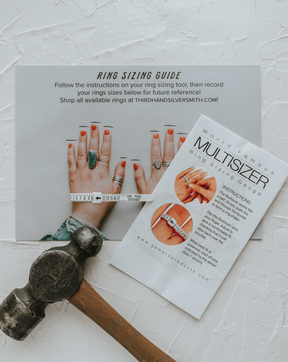 Request a FREE Ring Sizer! - Third Hand Silversmith handmade jewelry, Bozeman, Montana